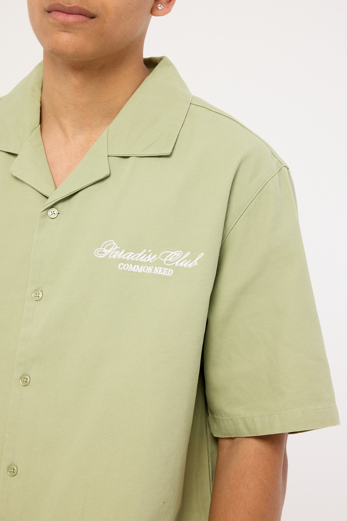 Common Need Divine Boxy Cropped Resort Shirt Sage - Image 4