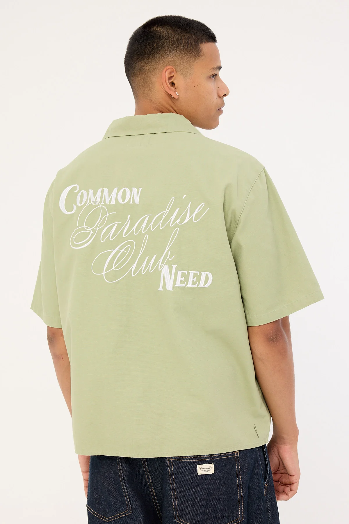 Common Need Divine Boxy Cropped Resort Shirt Sage - Image 6