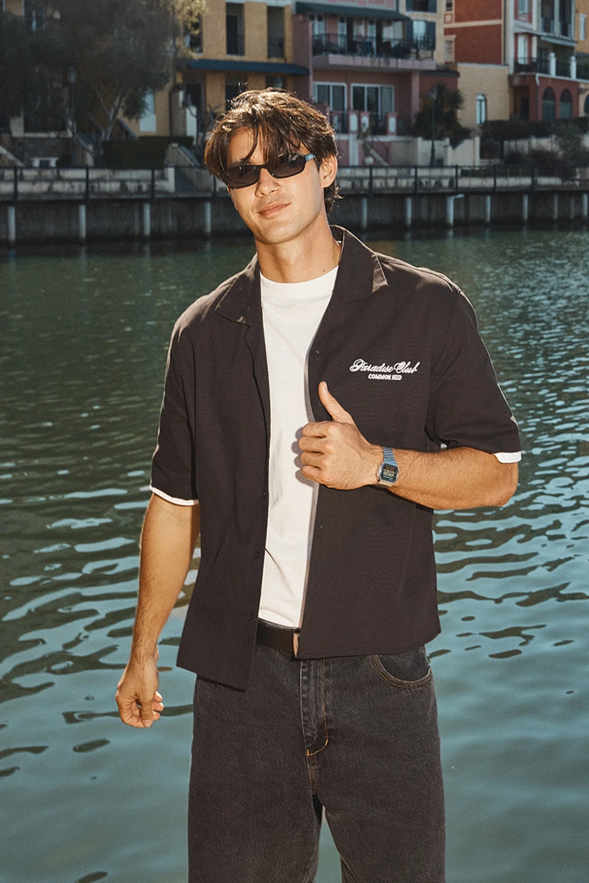 Common Need Divine Boxy Resort Shirt Off Black - Image 5