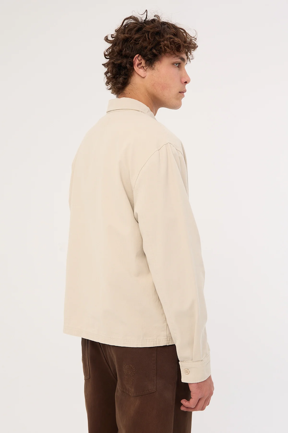 Common Need Dustin Boxy Zip Through Overshirt Washed Stone - Image 7