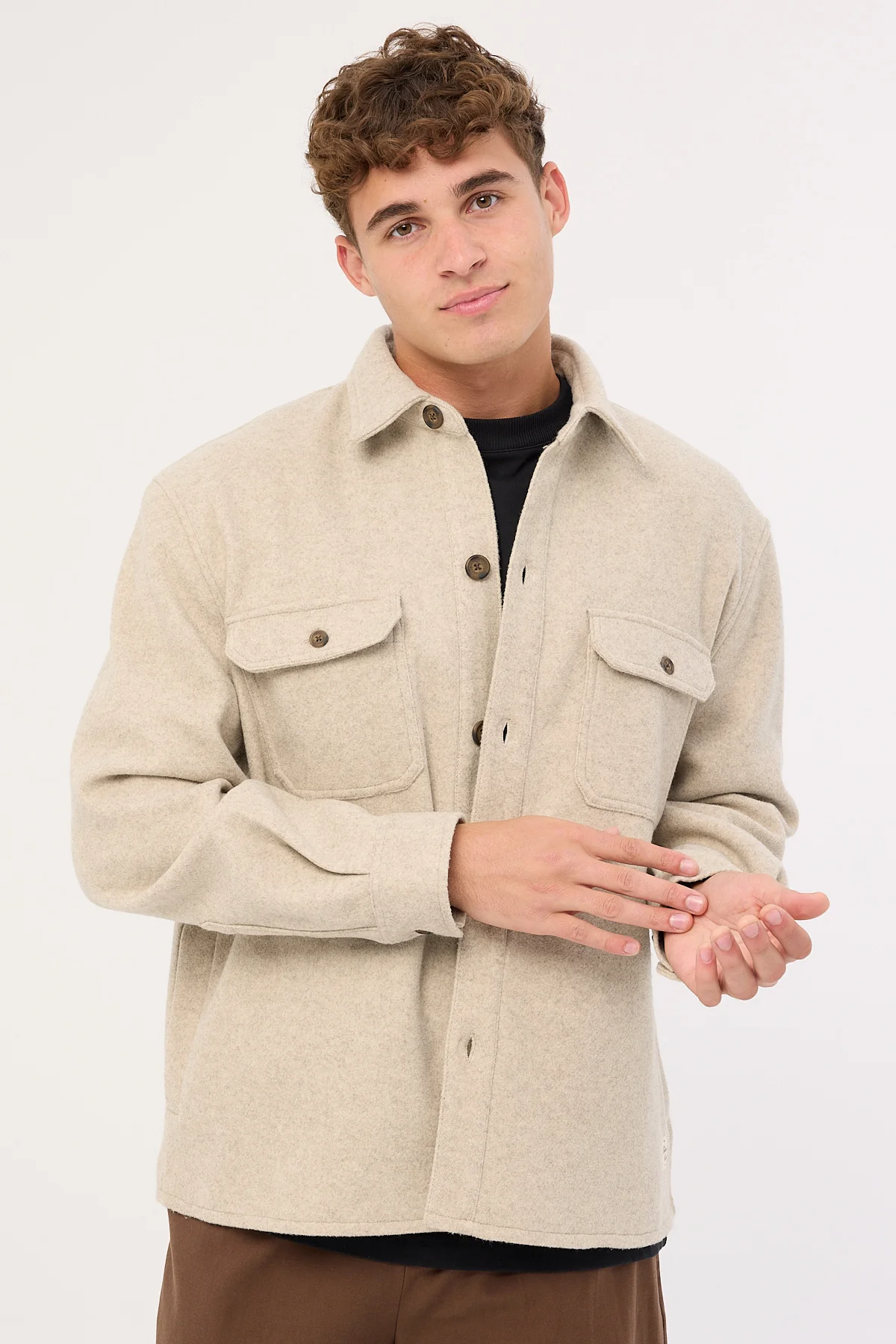 Common Need Elmer Heavyweight Overshirt Natural Marle - Image 2