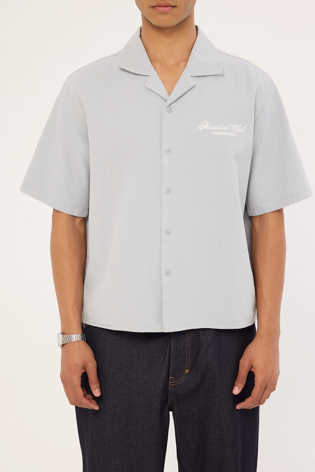 Common Need Elysian Boxy Cropped Resort Shirt Light Blue - Image 10