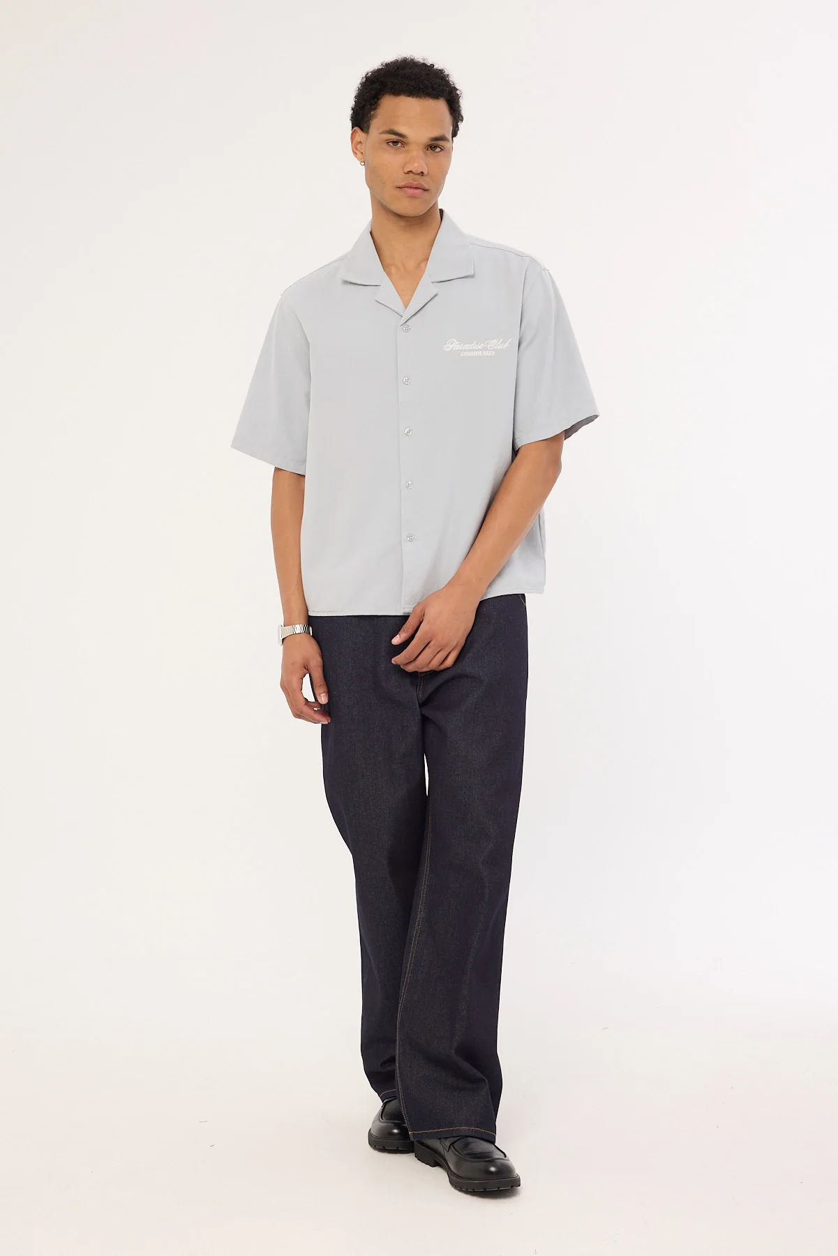 Common Need Elysian Boxy Cropped Resort Shirt Light Blue - Image 3