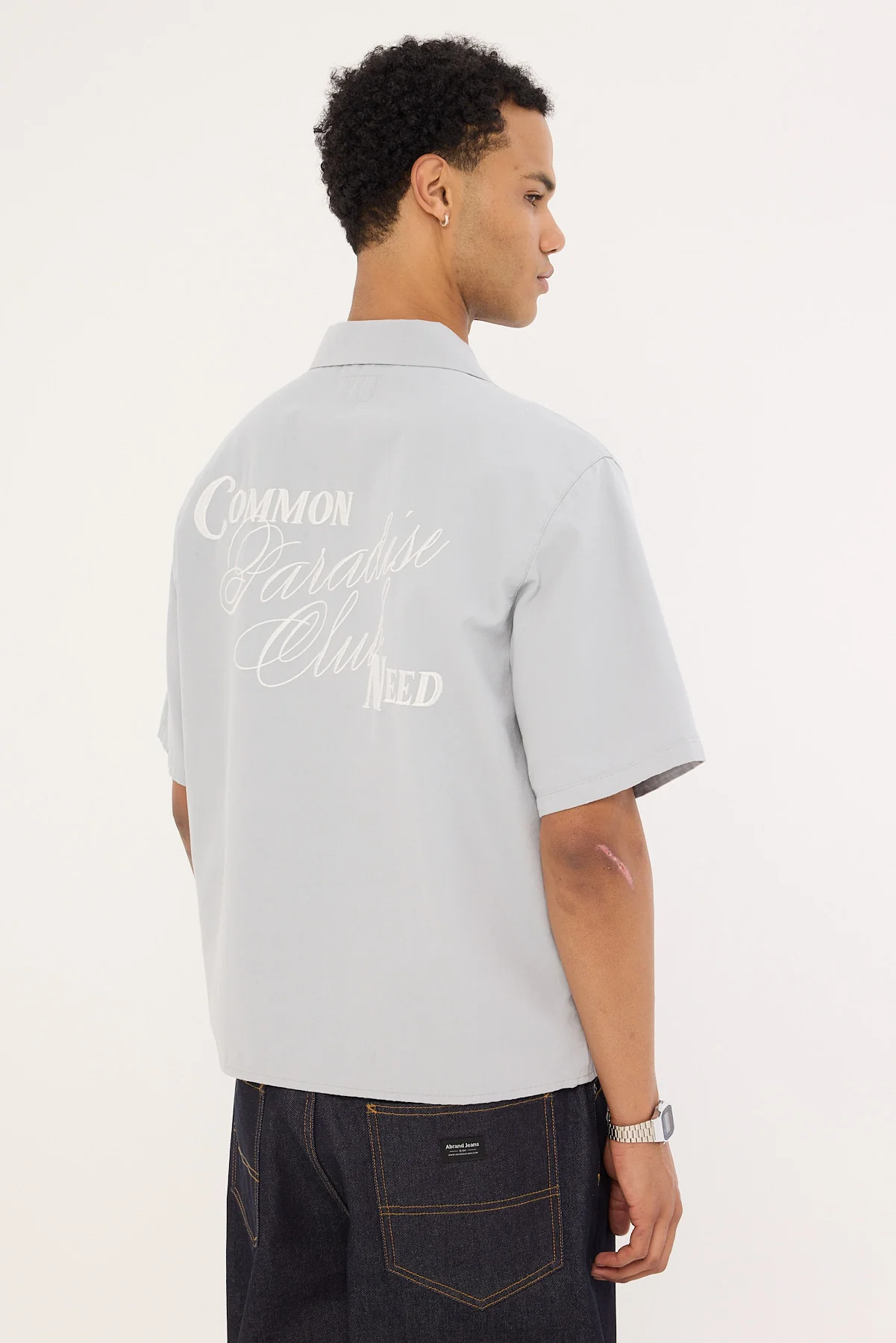 Common Need Elysian Boxy Cropped Resort Shirt Light Blue - Image 9