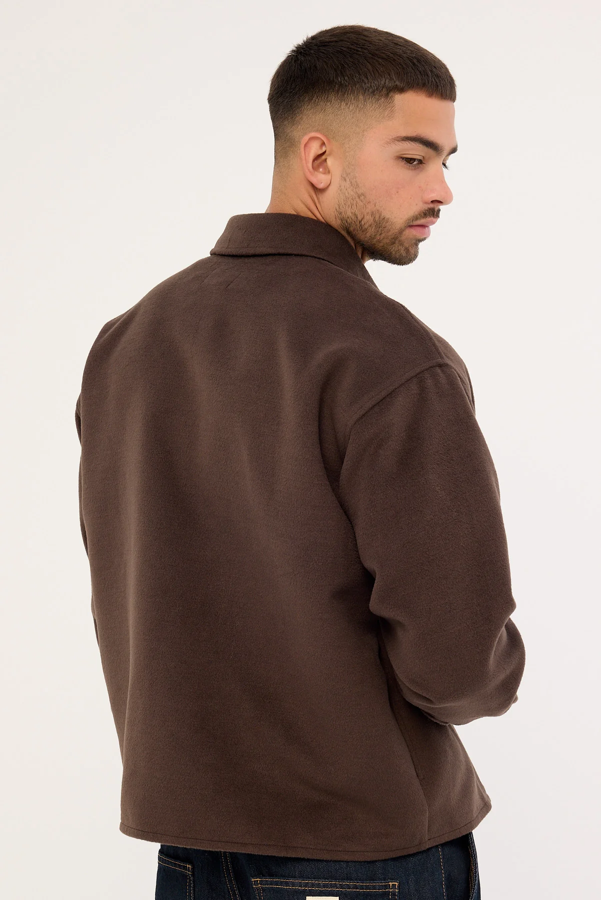 Common Need Emerson Cropped Heavyweight Overshirt Fudge Brown - Image 5