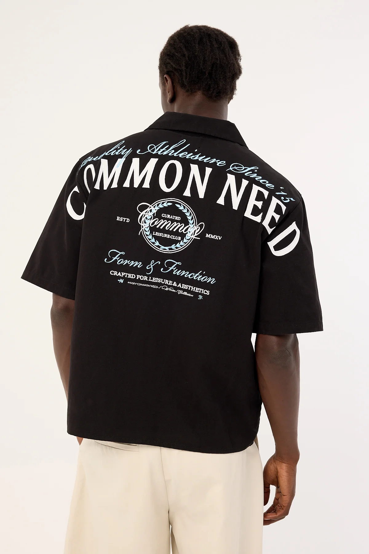 Common Need Enroll Boxy Cropped Resort Shirt Black - Image 6
