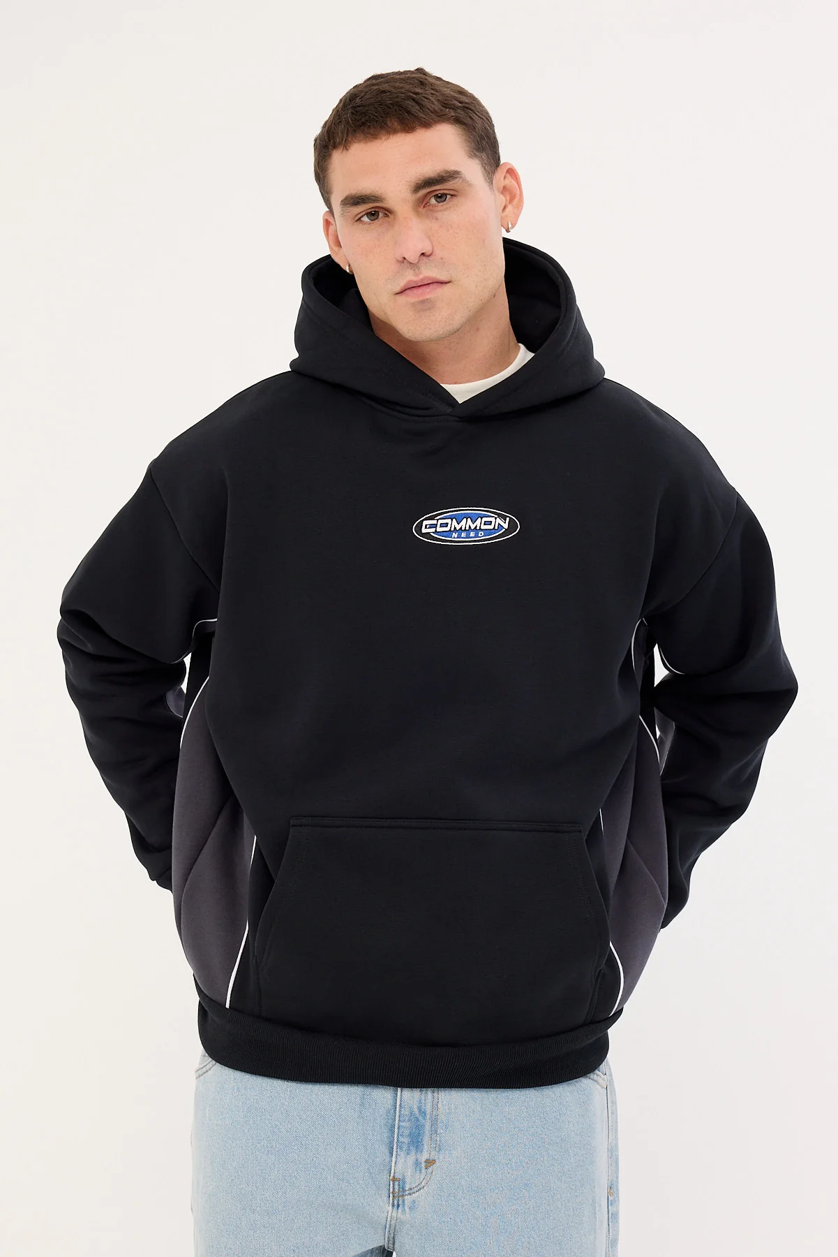 Common Need Fastlane Oval Boxy Hoodie Black