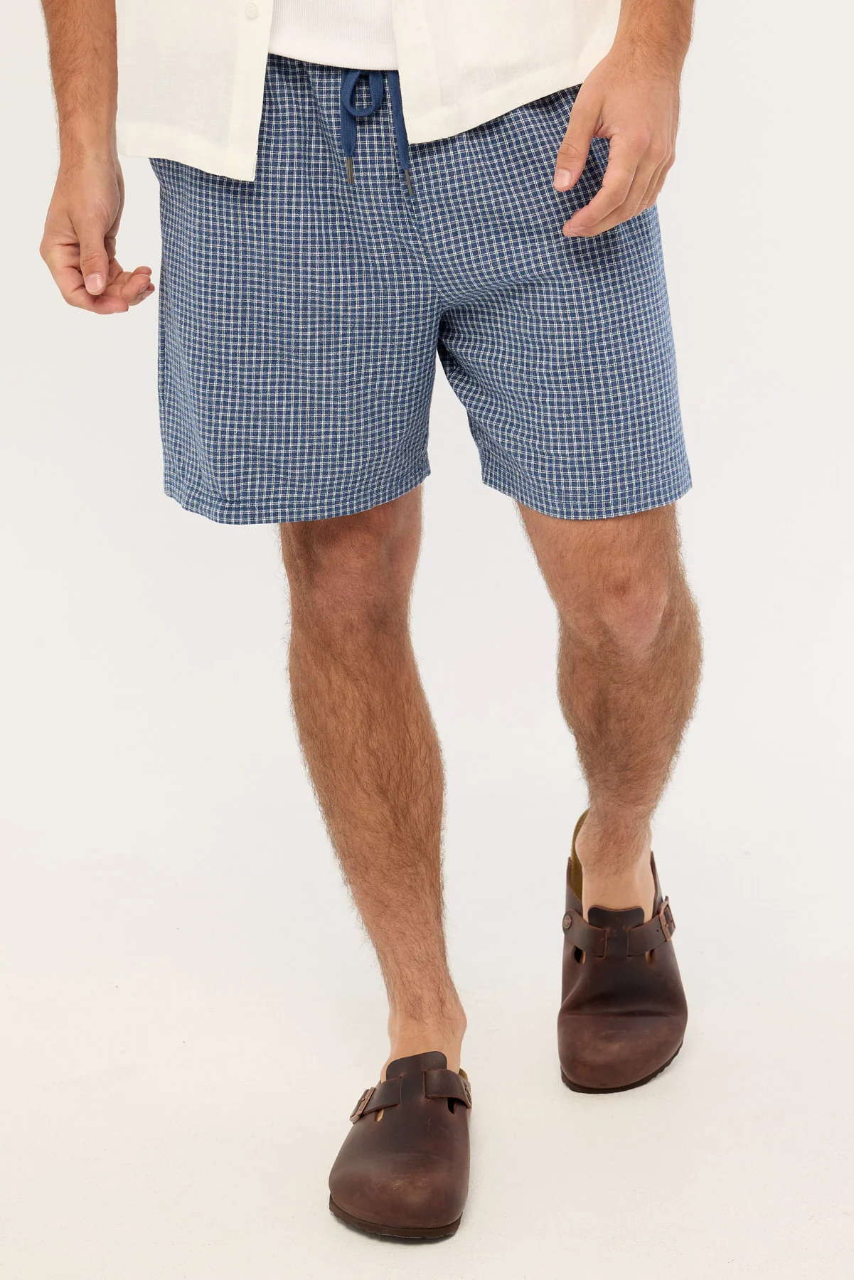 Common Need Flintmore Elastic Waist Short Blue Check - Image 2