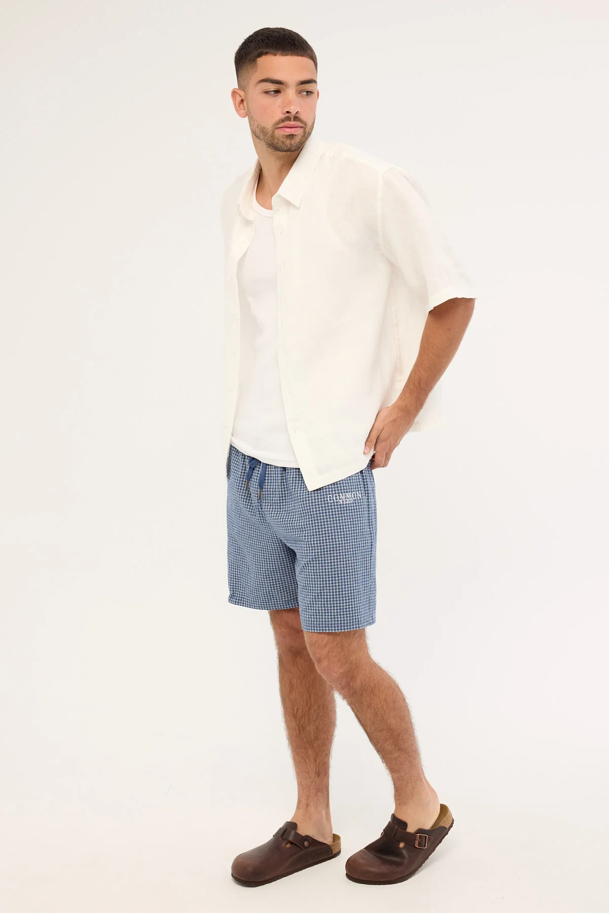 Common Need Flintmore Elastic Waist Short Blue Check - Image 4