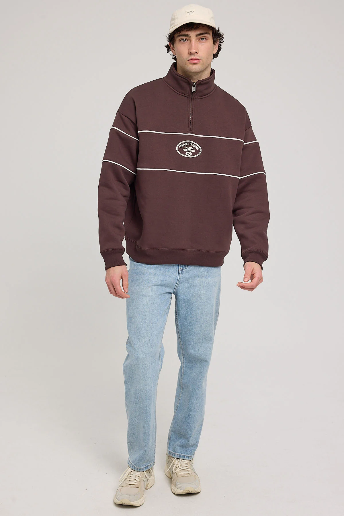 Common Need Form Quarter Zip Sweater Dark Brown - Image 2