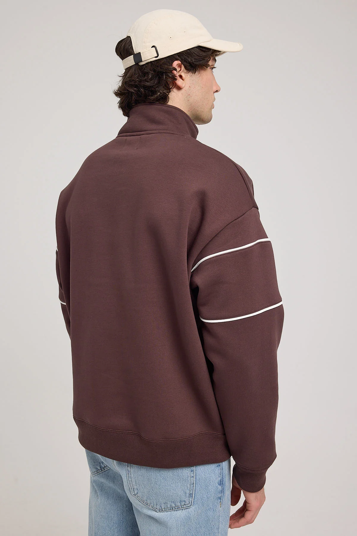 Common Need Form Quarter Zip Sweater Dark Brown - Image 4