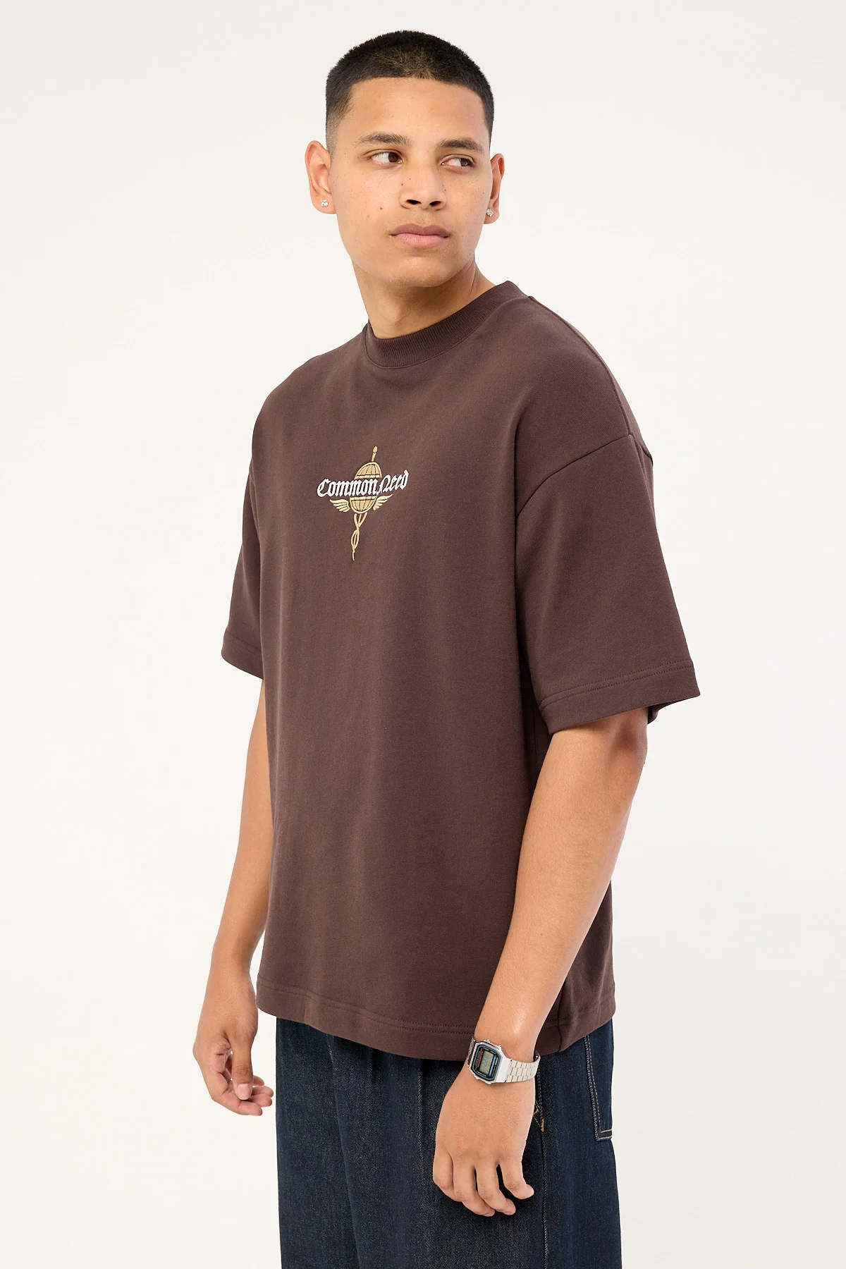 Common Need Hermes Loopback Heavyweight Easy Tee Coffee Brown - Image 2