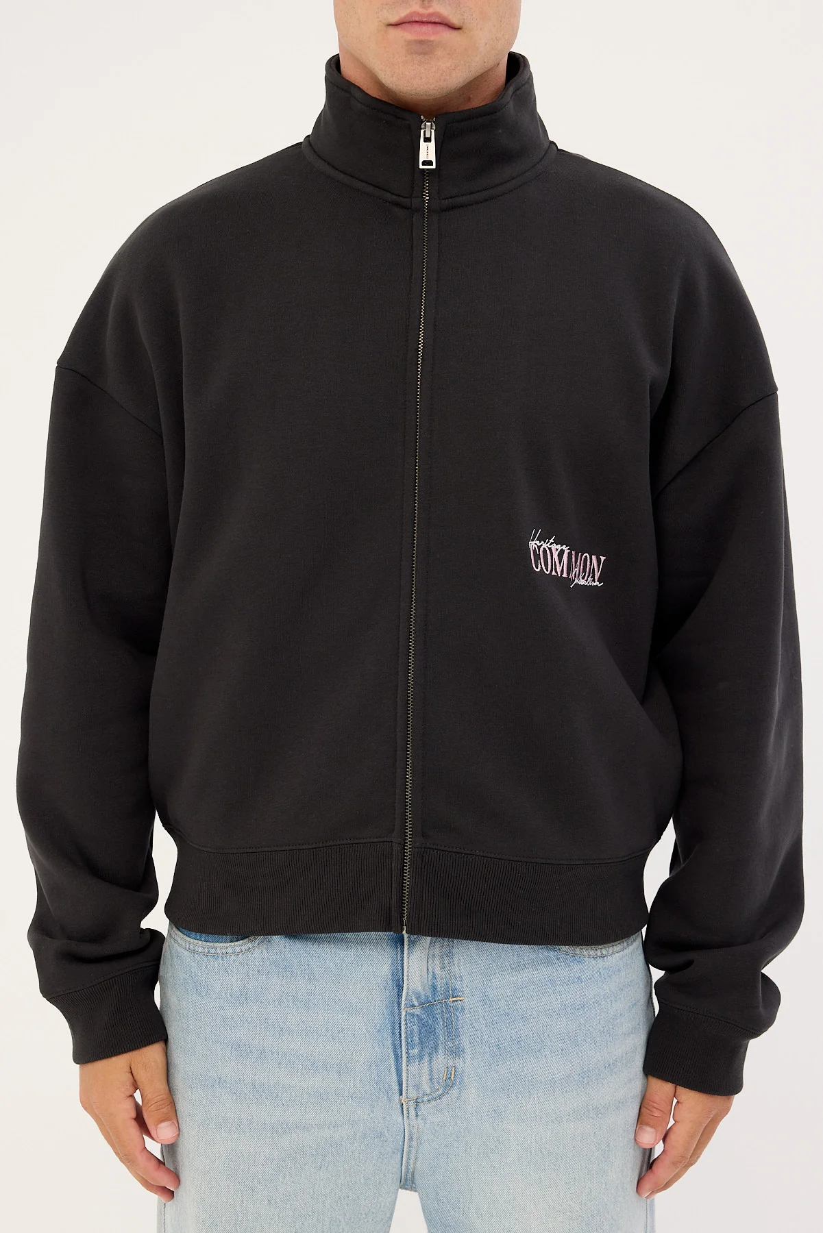 Common Need Holloway Full Zip Crop Sweater Off Black - Image 6