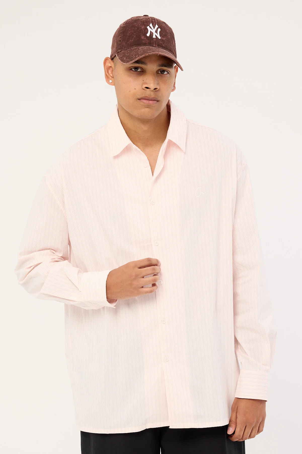 Common Need Initial Long Sleeve Shirt Pink Stripe - Image 3