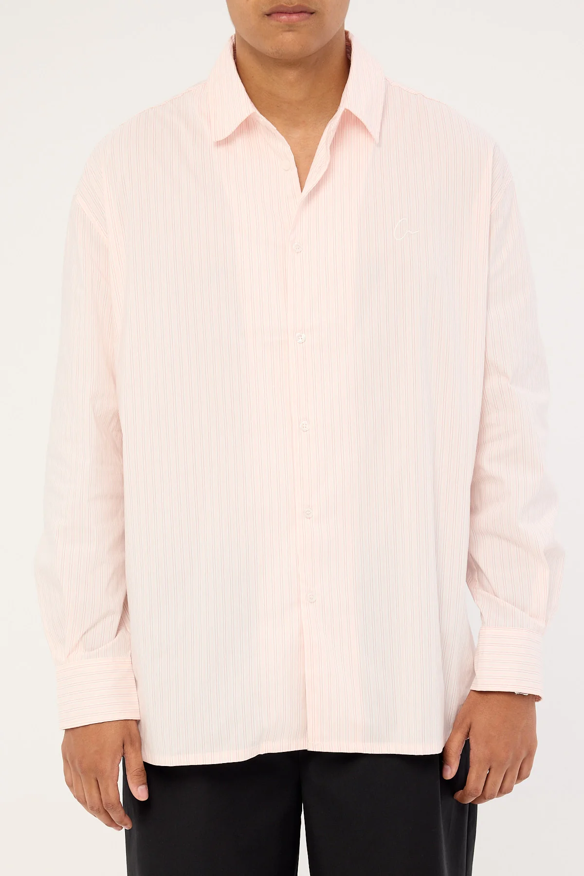 Common Need Initial Long Sleeve Shirt Pink Stripe - Image 7