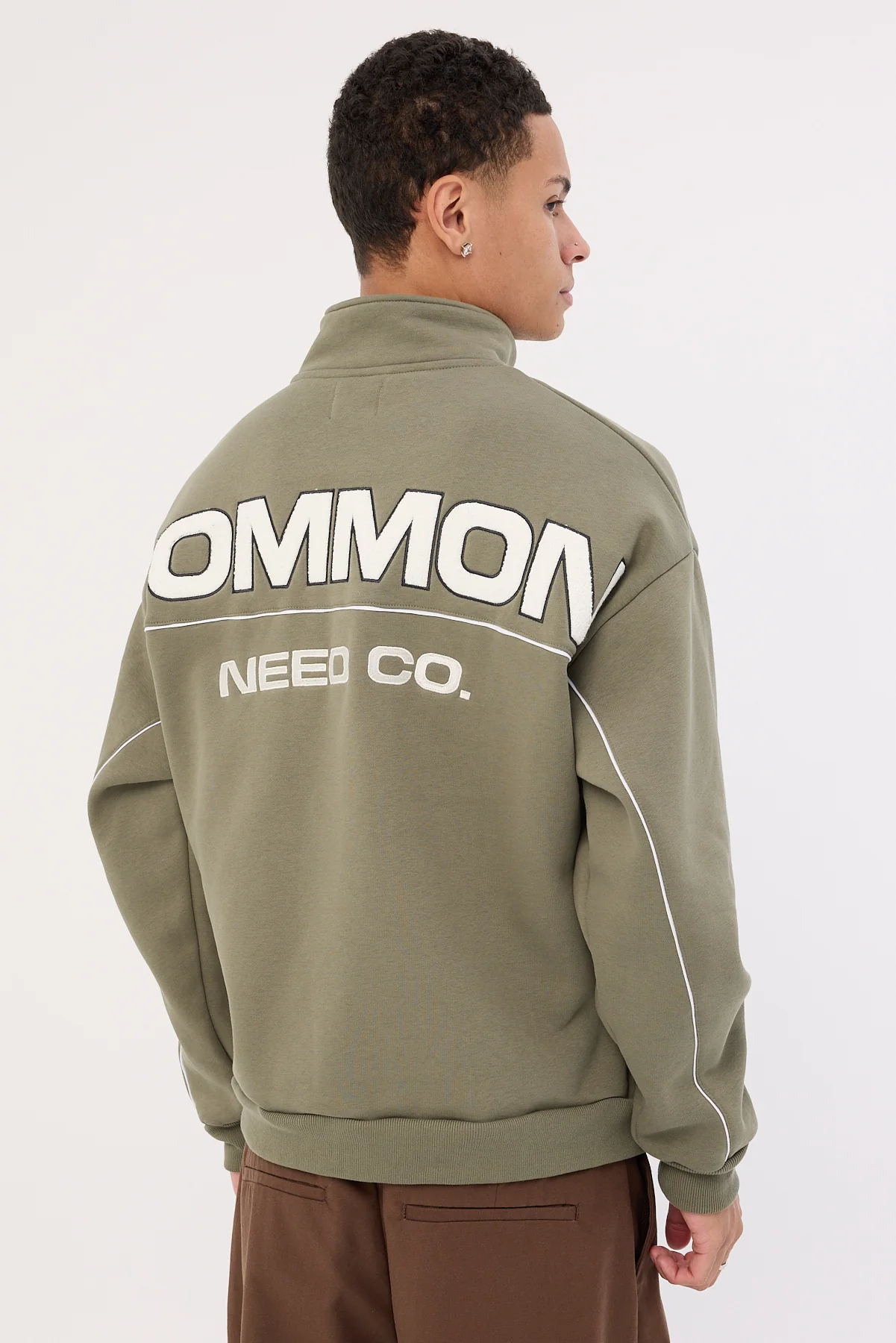 Common Need Intermission Quarter Zip Sweater Olive Green - Image 7