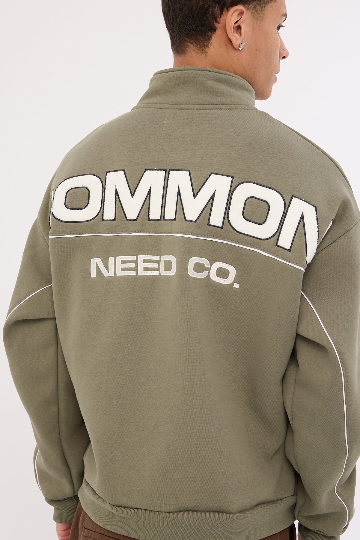 Common Need Intermission Quarter Zip Sweater Olive Green - Image 8