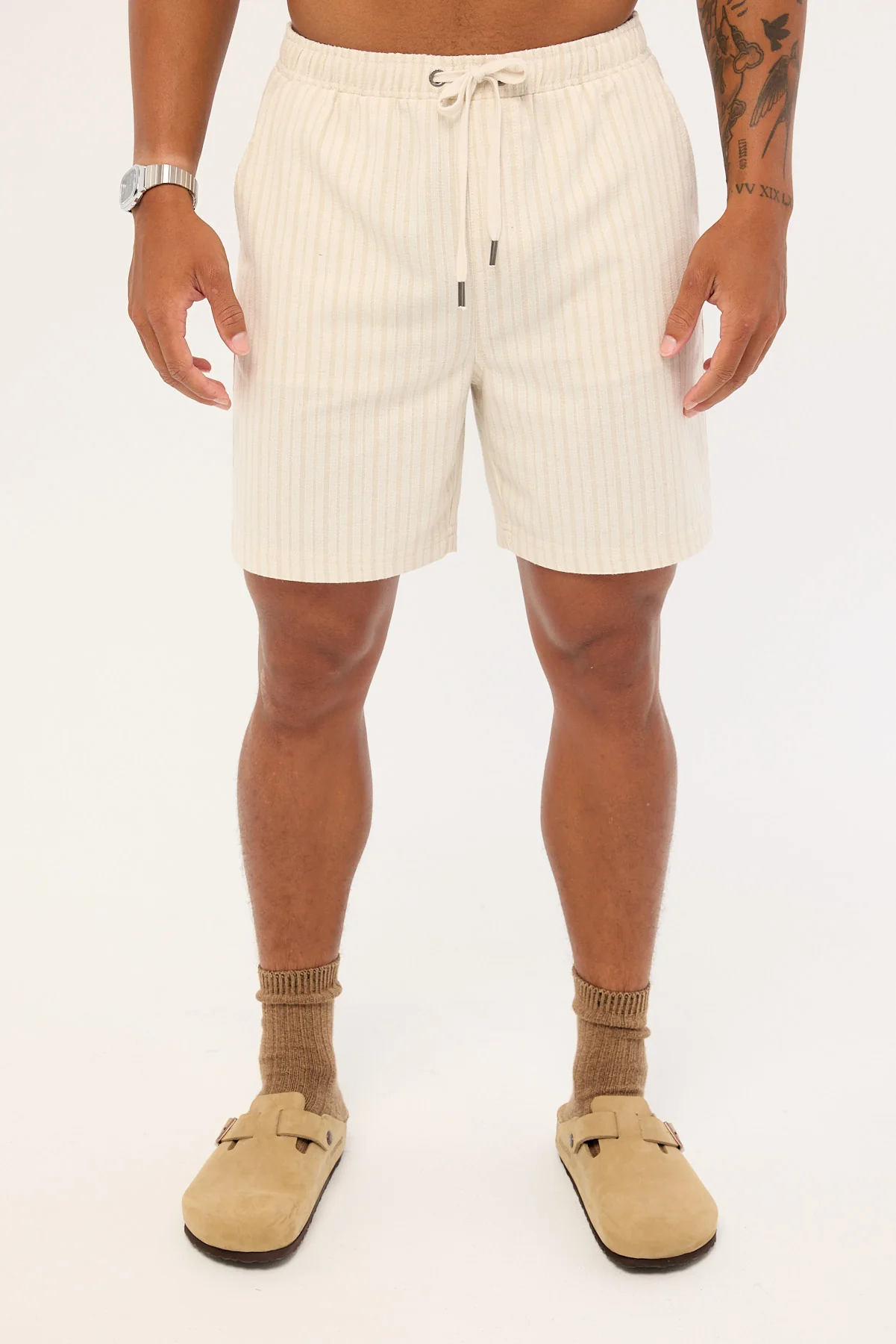 Common Need Jetty Elastic Waist Short Oat Stripe - Image 6