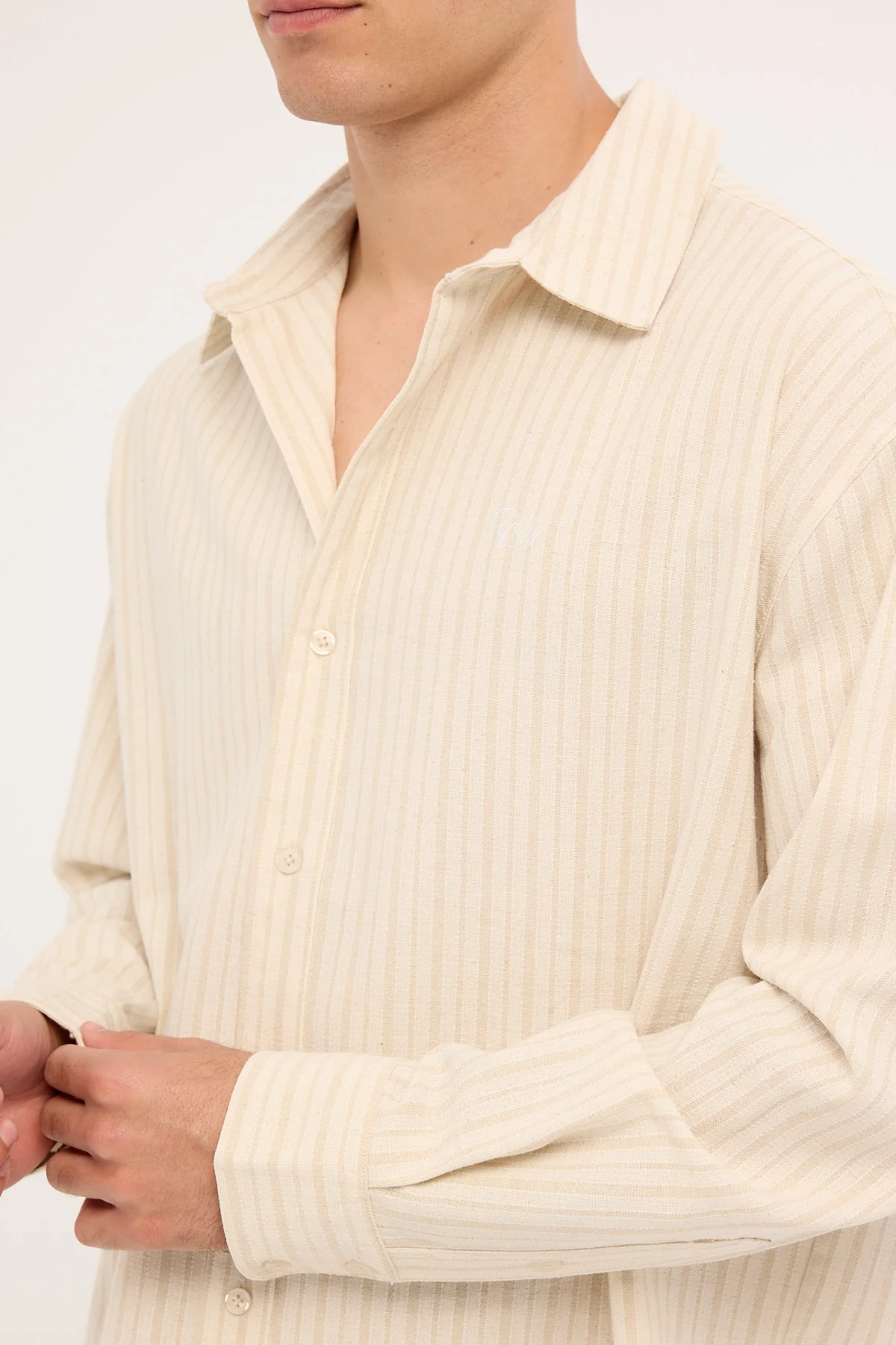 Common Need Jetty Long Sleeve Shirt Oat Stripe - Image 4