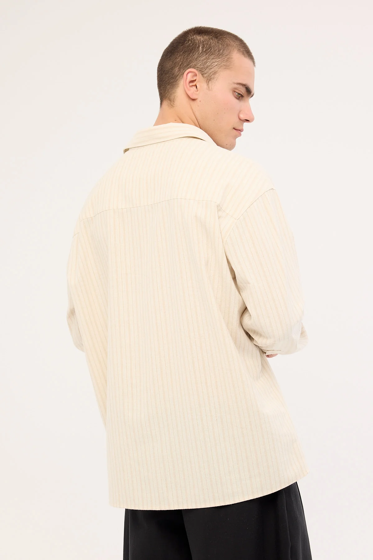 Common Need Jetty Long Sleeve Shirt Oat Stripe - Image 5