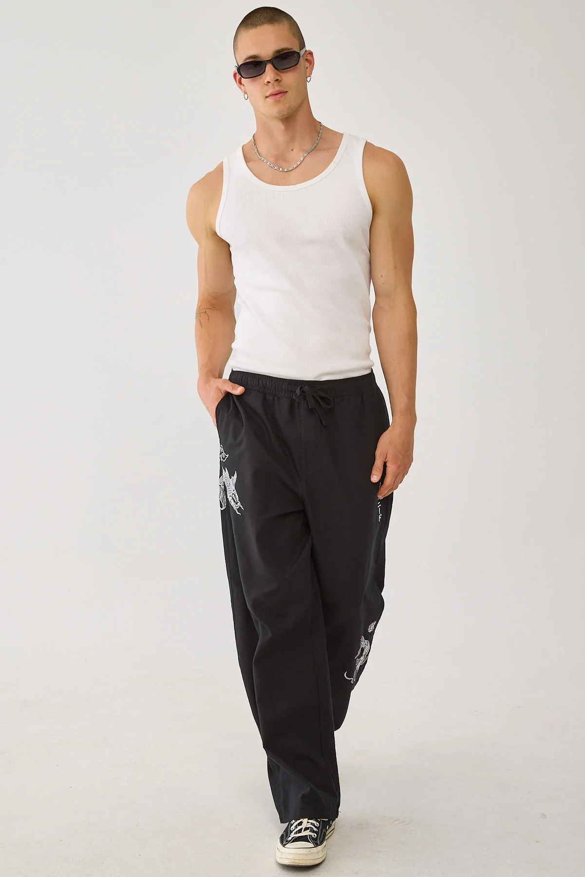 Common Need Koi Fish Baggy Linen Pant Black - Image 2