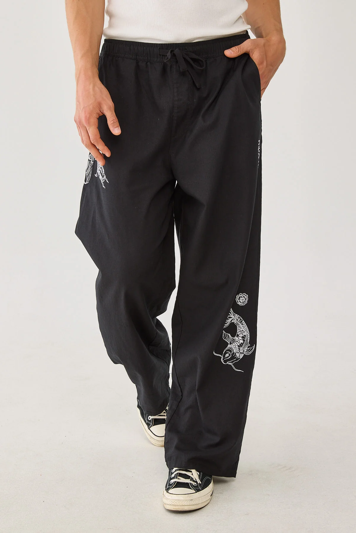 Common Need Koi Fish Baggy Linen Pant Black - Image 3