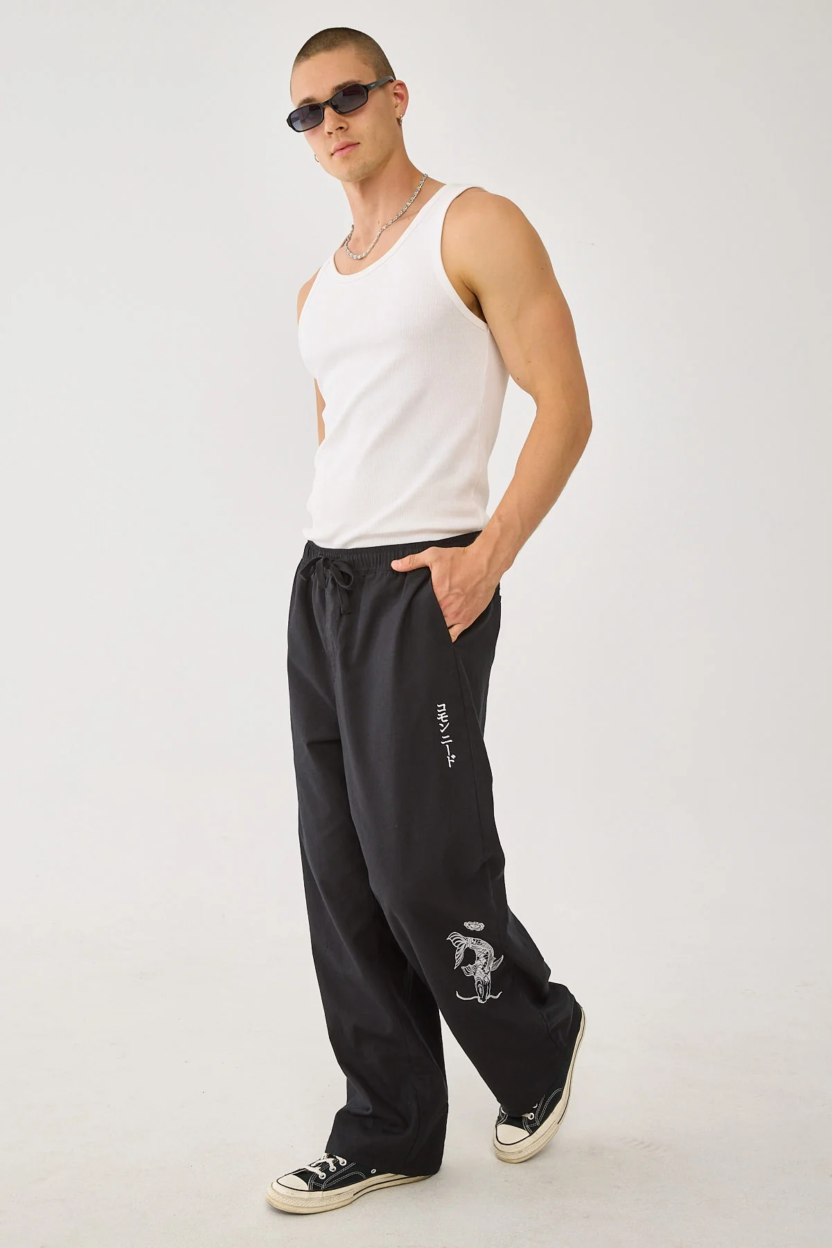 Common Need Koi Fish Baggy Linen Pant Black - Image 5