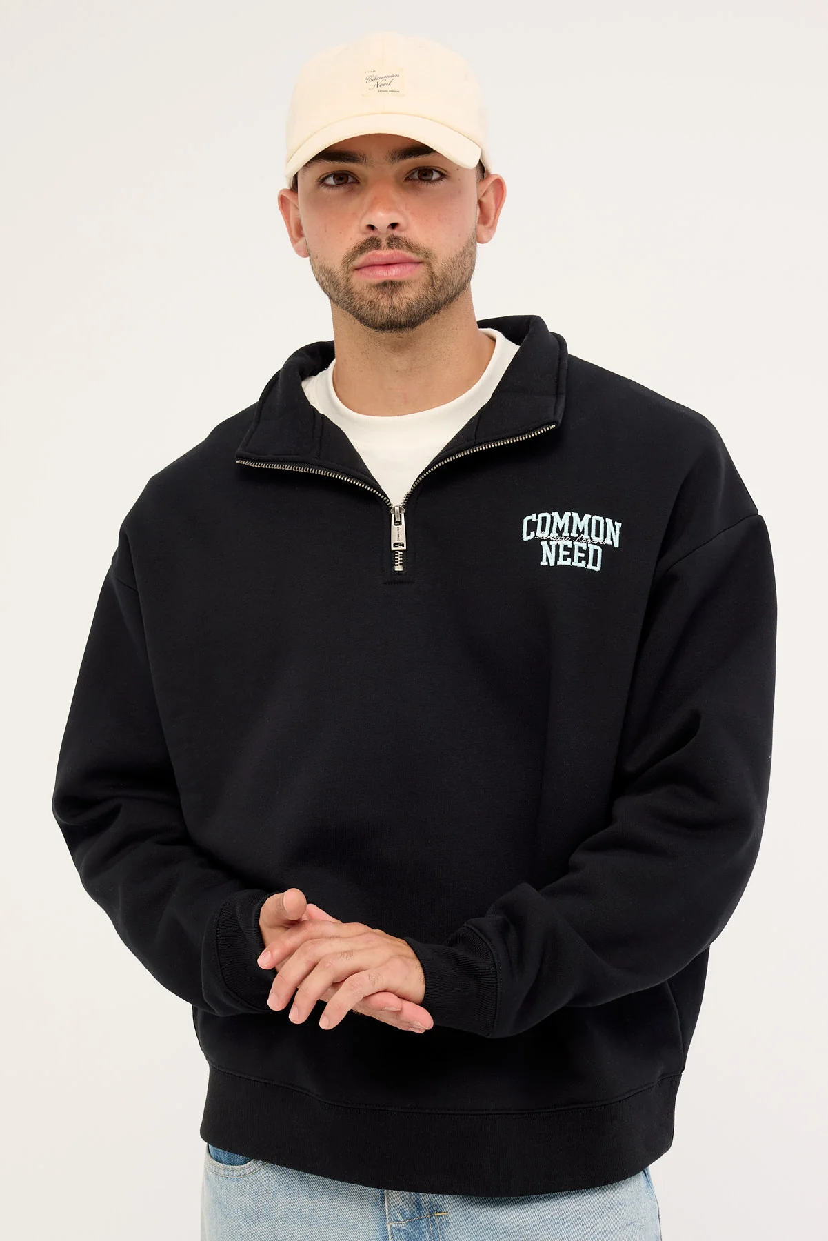 Common Need Koi Fish Quarter Zip Sweater Black - Image 3