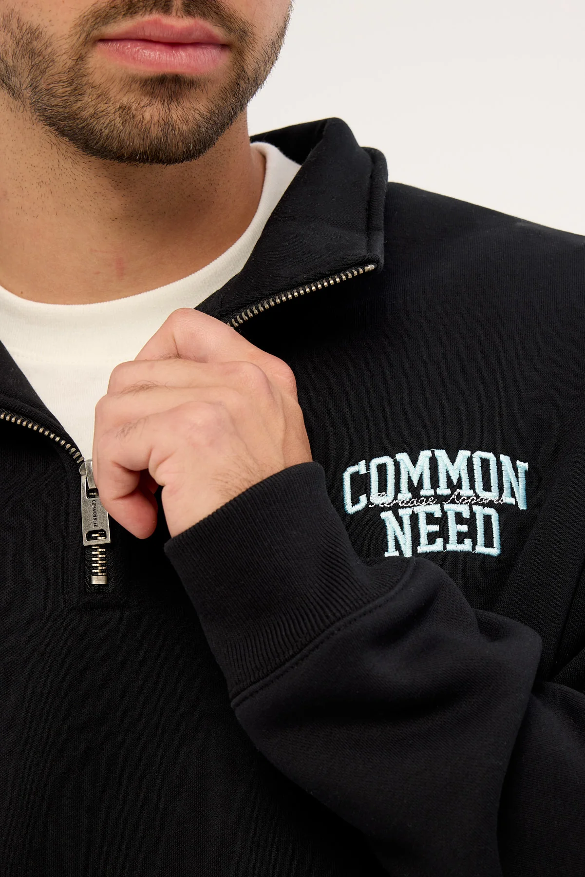 Common Need Koi Fish Quarter Zip Sweater Black - Image 4