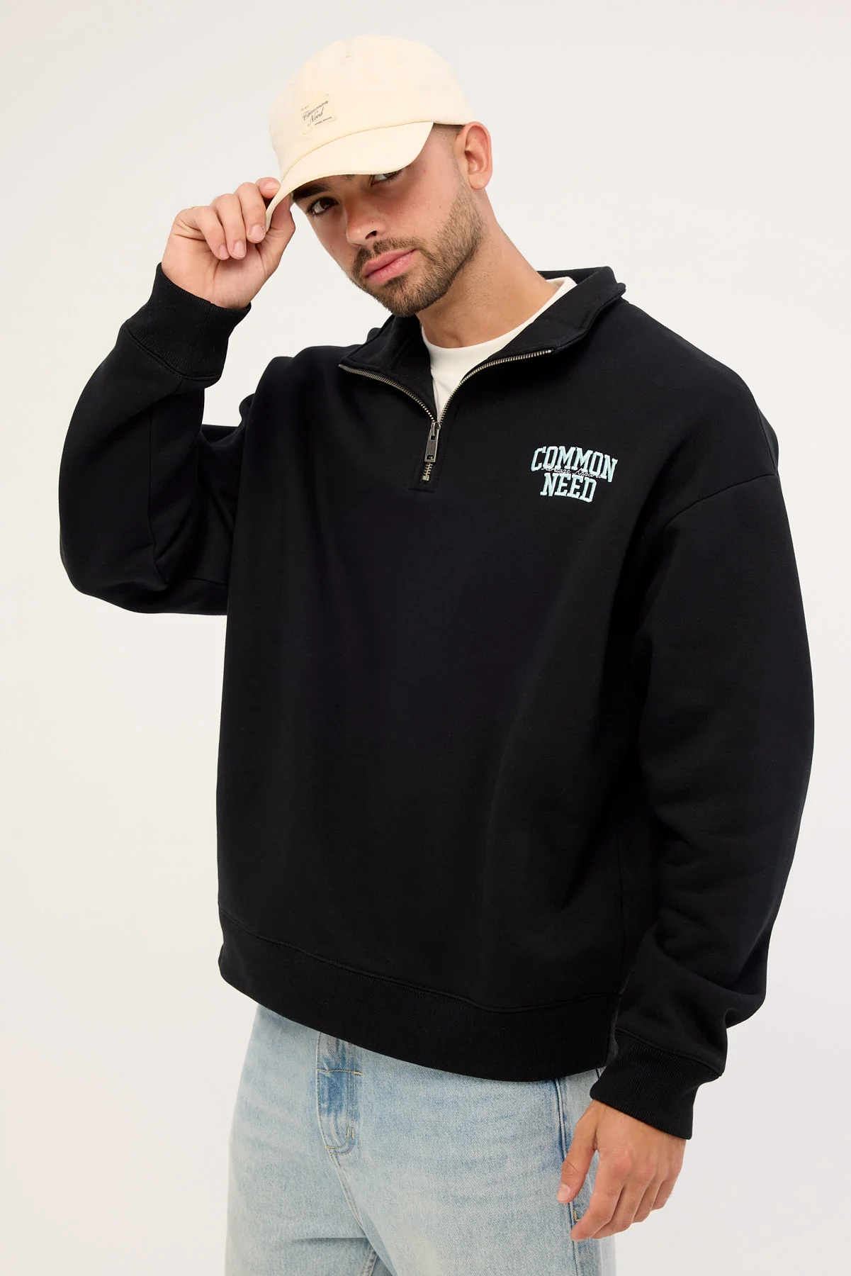 Common Need Koi Fish Quarter Zip Sweater Black - Image 5