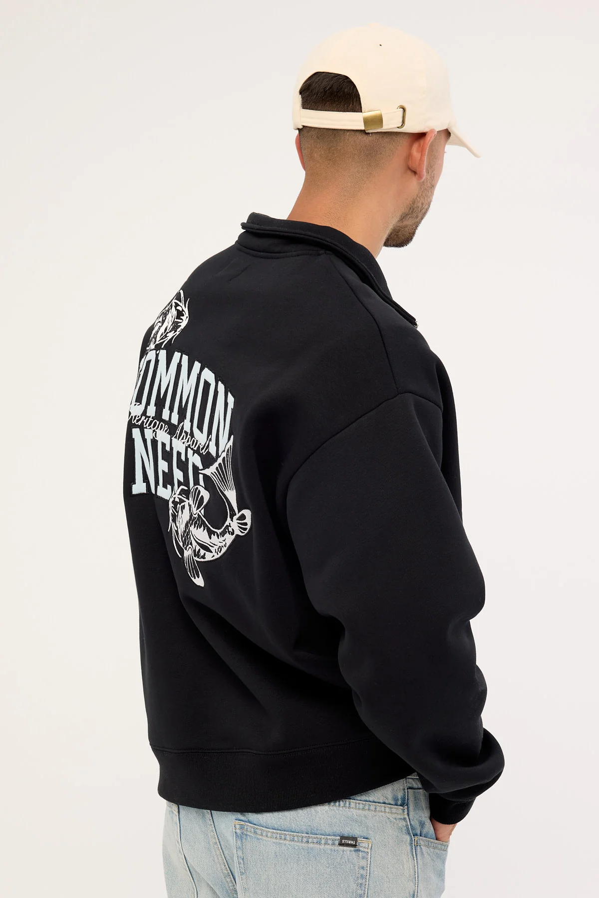Common Need Koi Fish Quarter Zip Sweater Black - Image 6