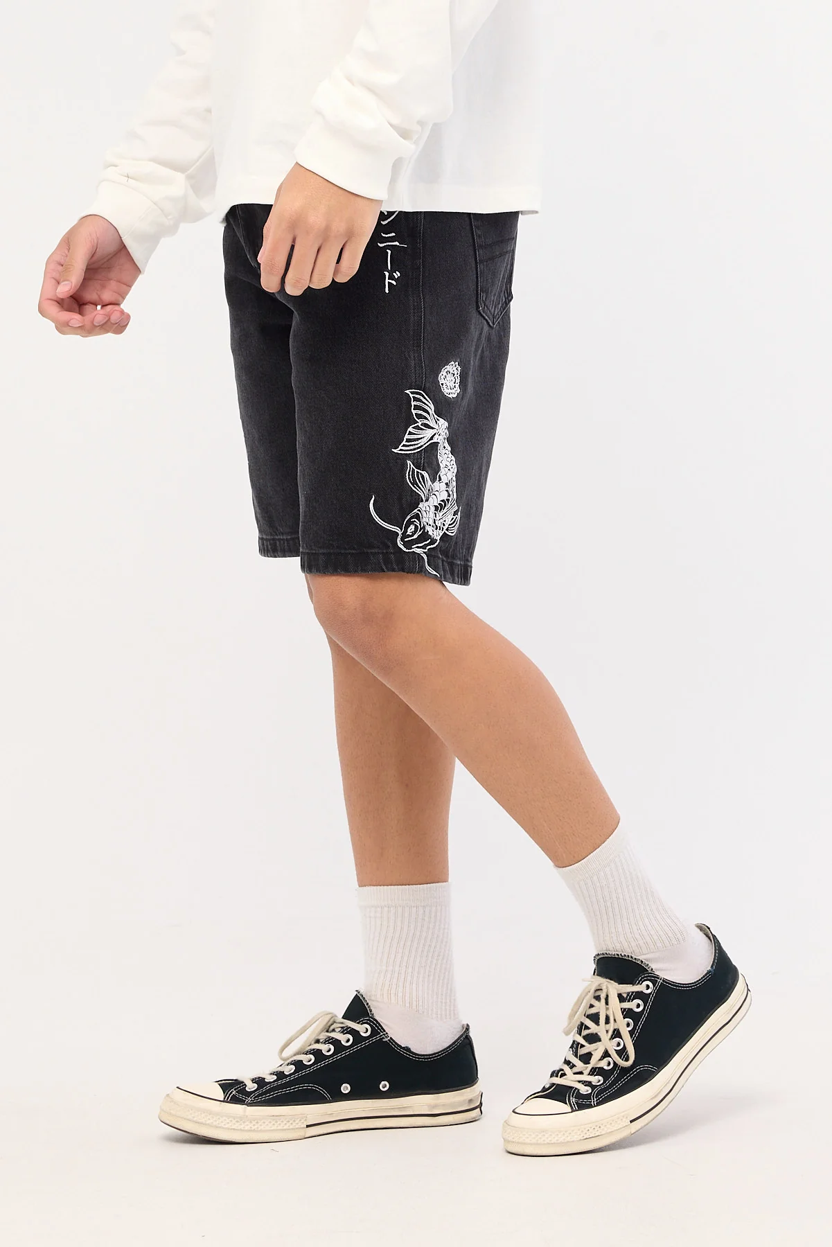 Common Need Koi Fish Refine Denim Jort Storm Black - Image 4
