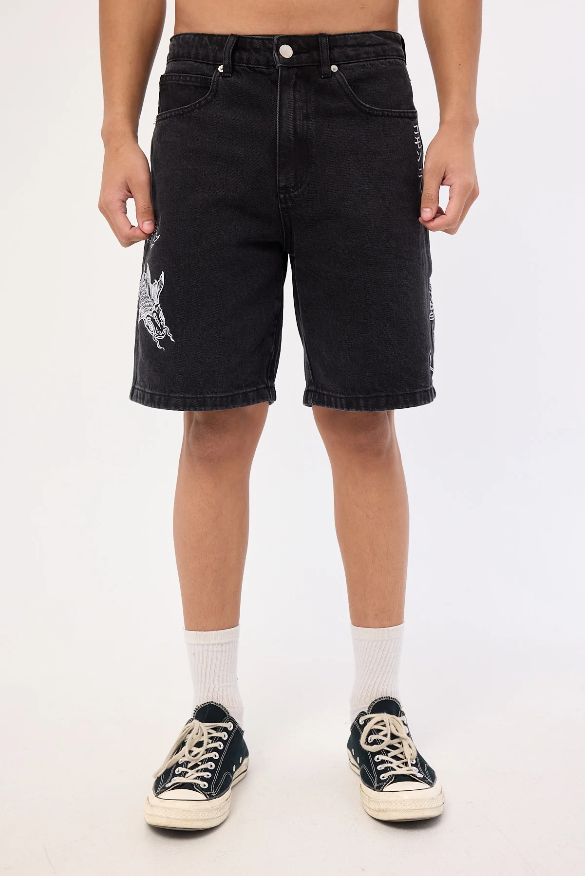 Common Need Koi Fish Refine Denim Jort Storm Black - Image 8