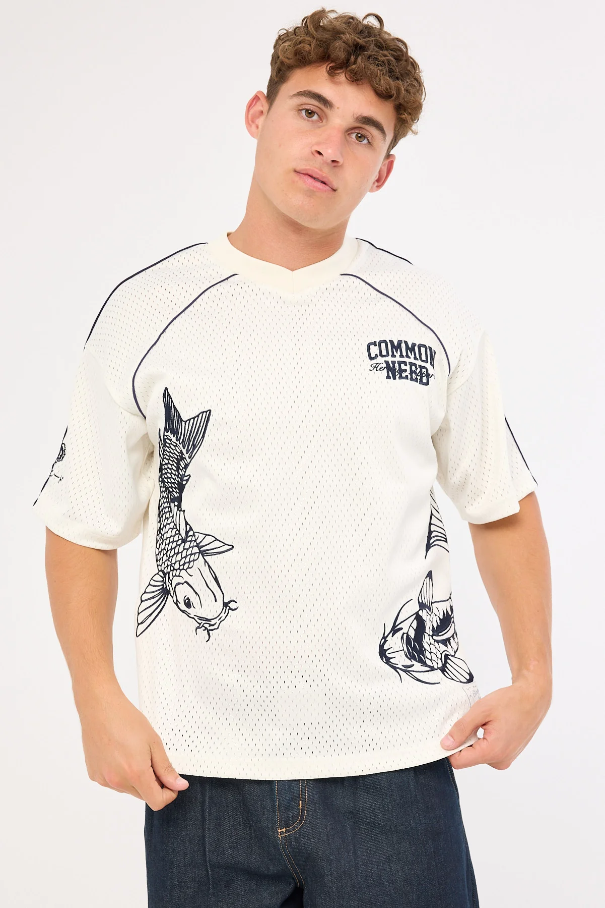 Common Need Koi Fish V-Neck Jersey Off White - Image 2