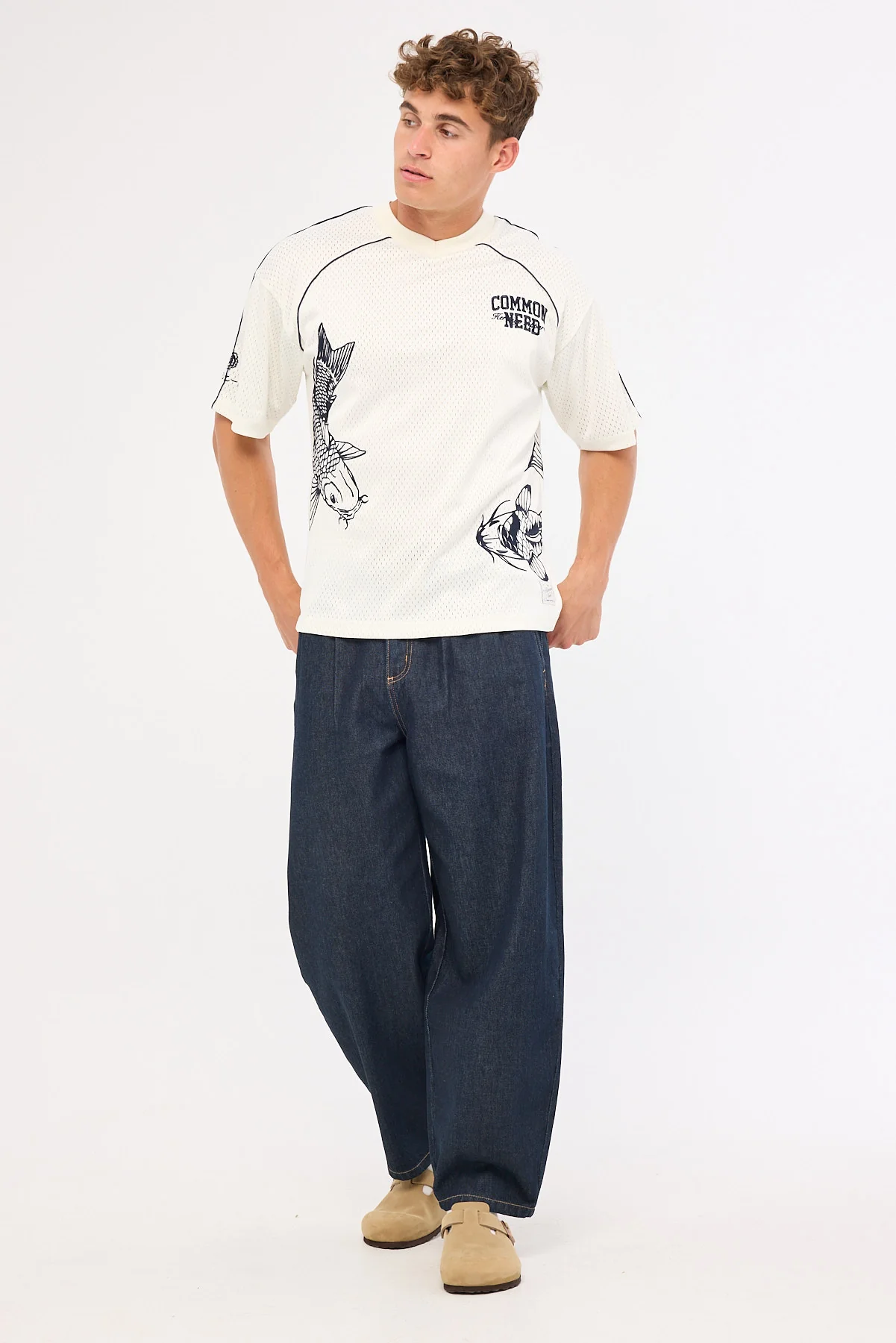 Common Need Koi Fish V-Neck Jersey Off White - Image 3