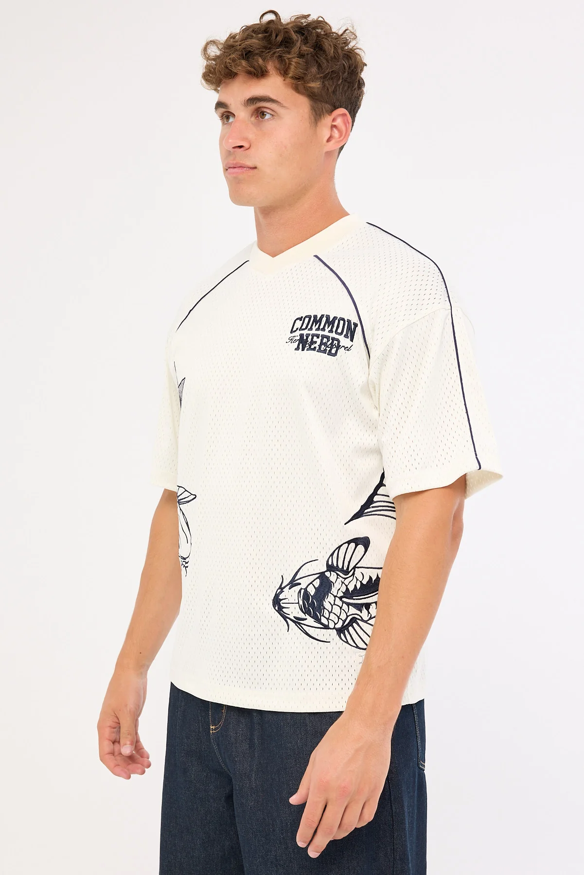 Common Need Koi Fish V-Neck Jersey Off White - Image 4