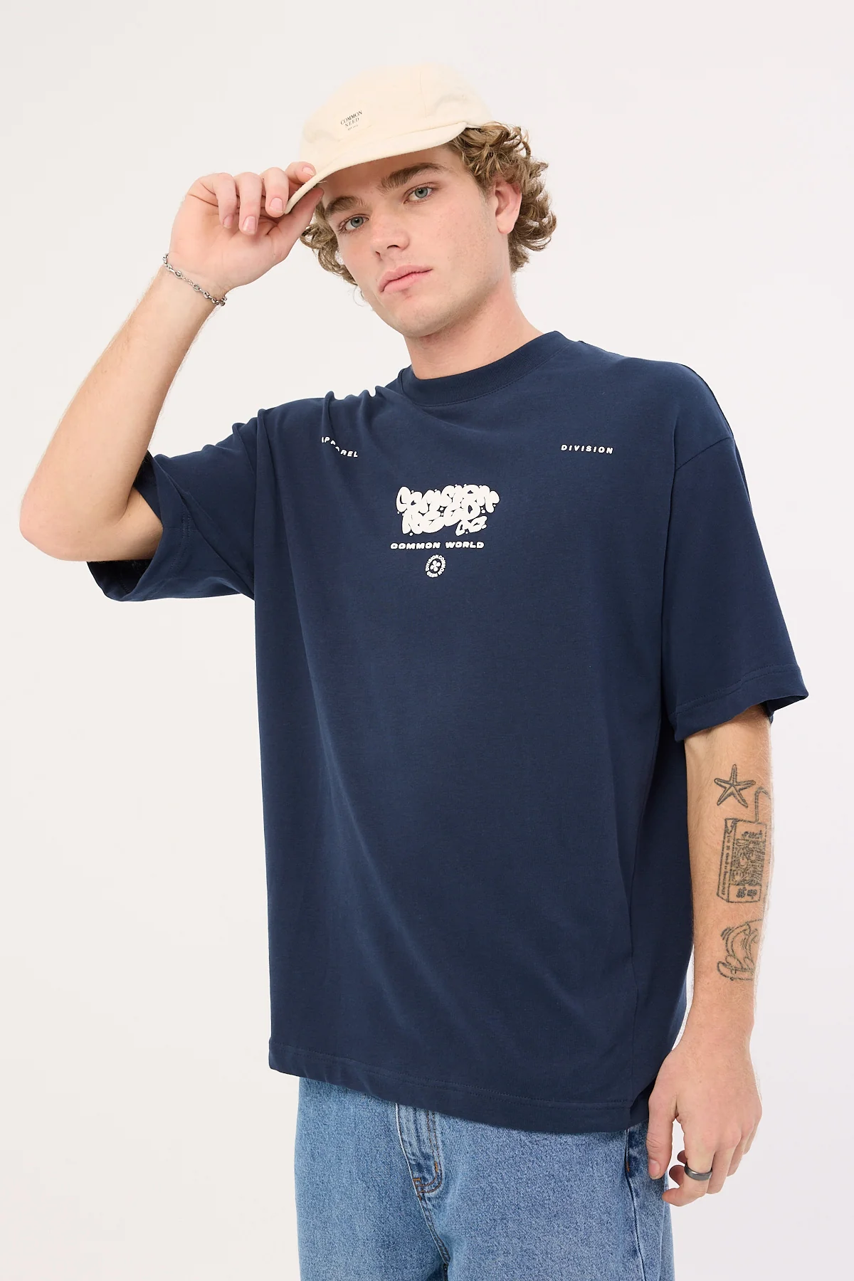 Common Need Leisure Brushed Boxy Tee Navy - Image 4