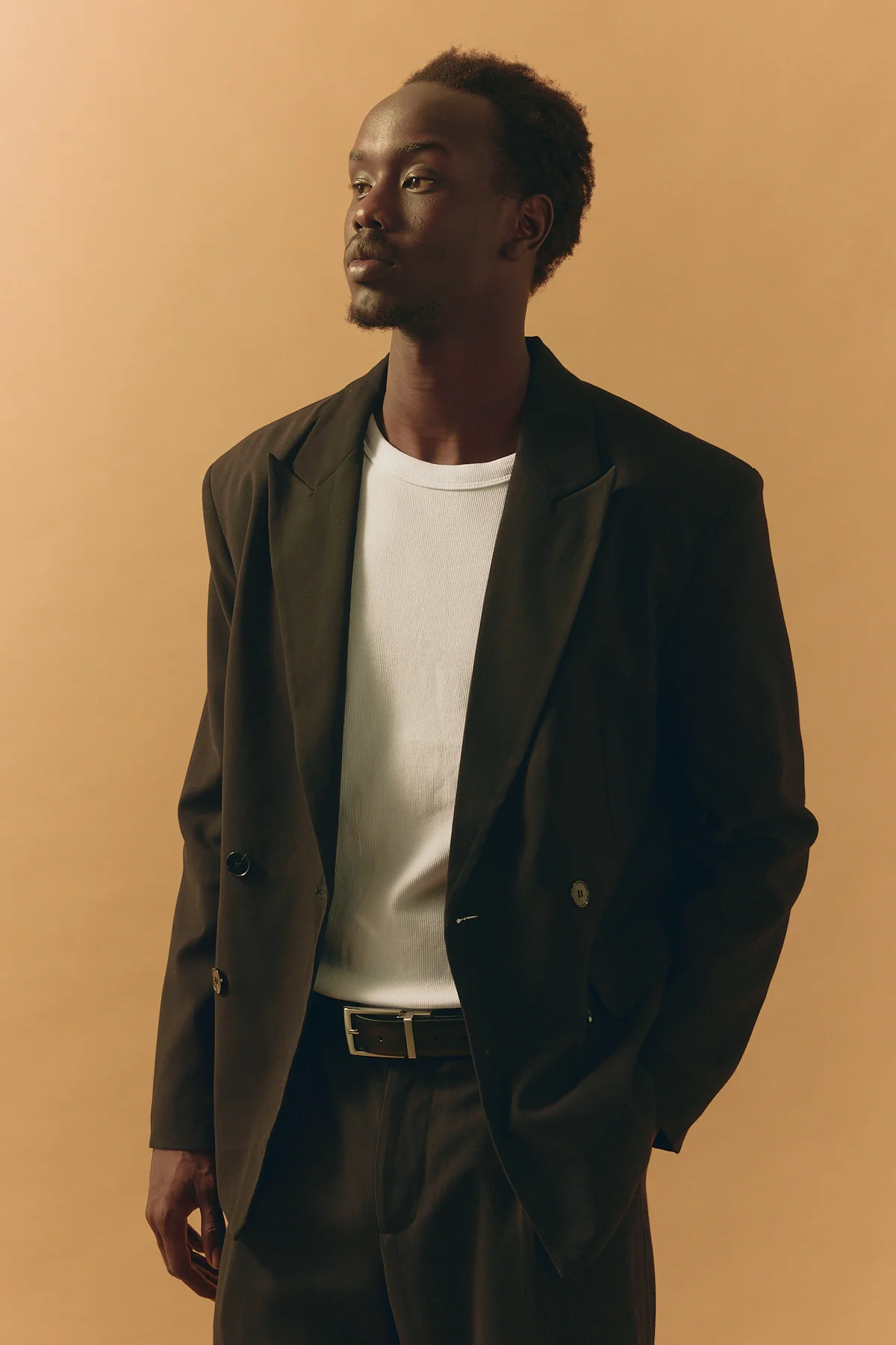 Common Need Leo Double Breasted Relaxed Blazer Black