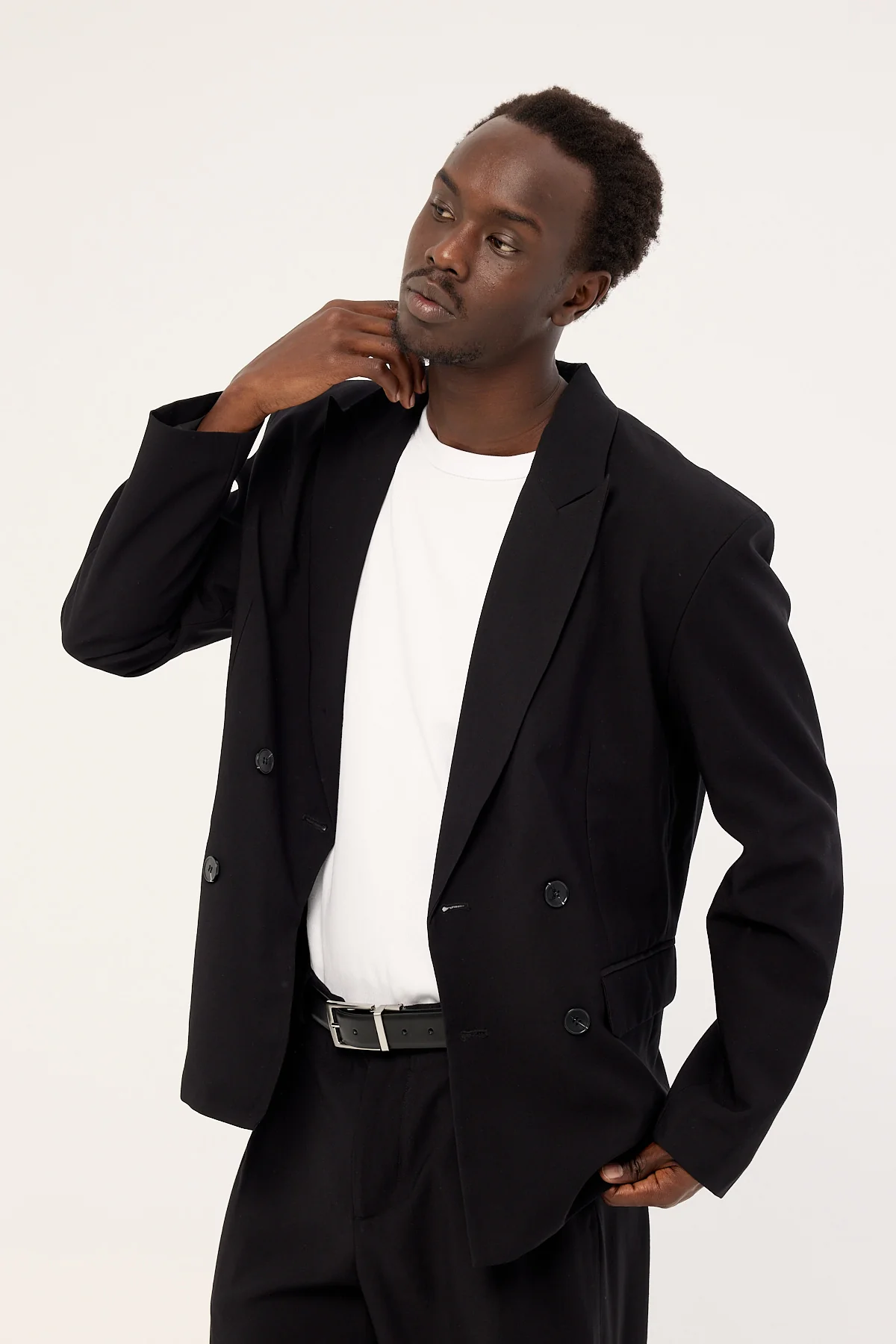 Common Need Leo Double Breasted Relaxed Blazer Black - Image 5