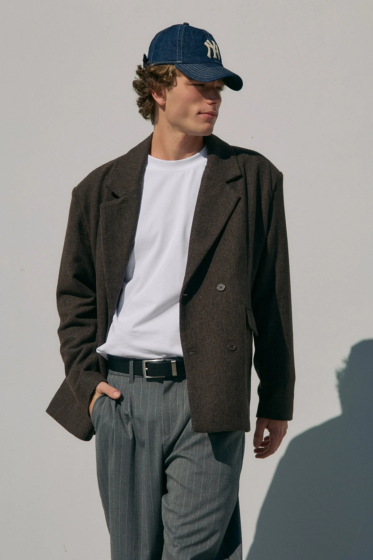 Common Need London Double Breasted Blazer Brown Tweed