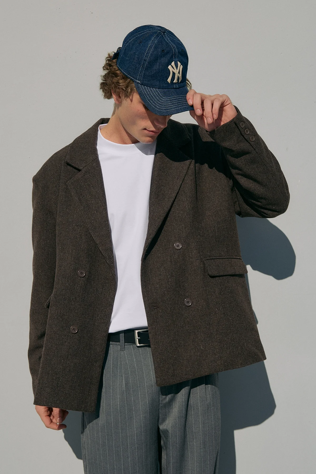 Common Need London Double Breasted Blazer Brown Tweed - Image 2