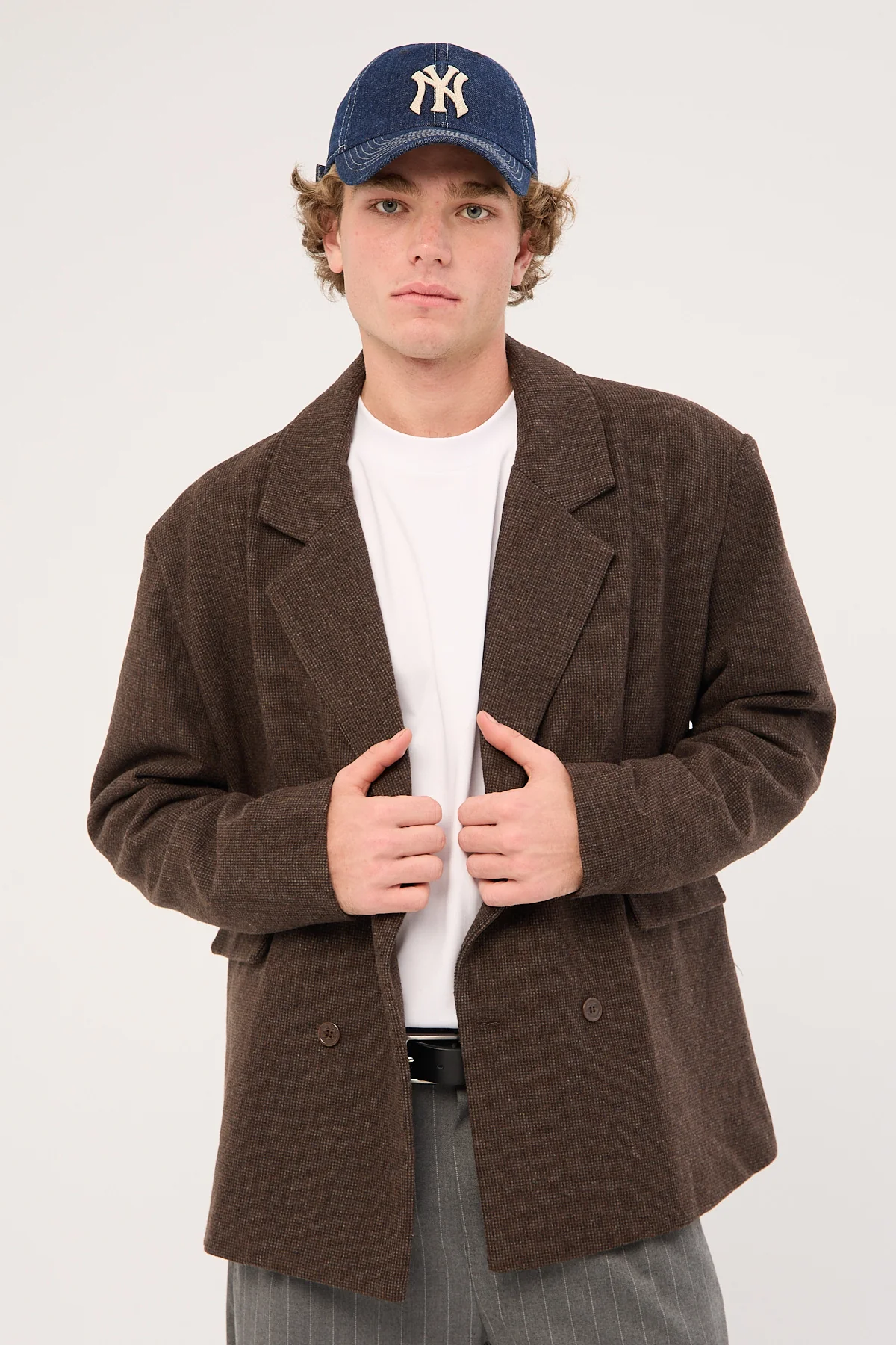 Common Need London Double Breasted Blazer Brown Tweed - Image 5