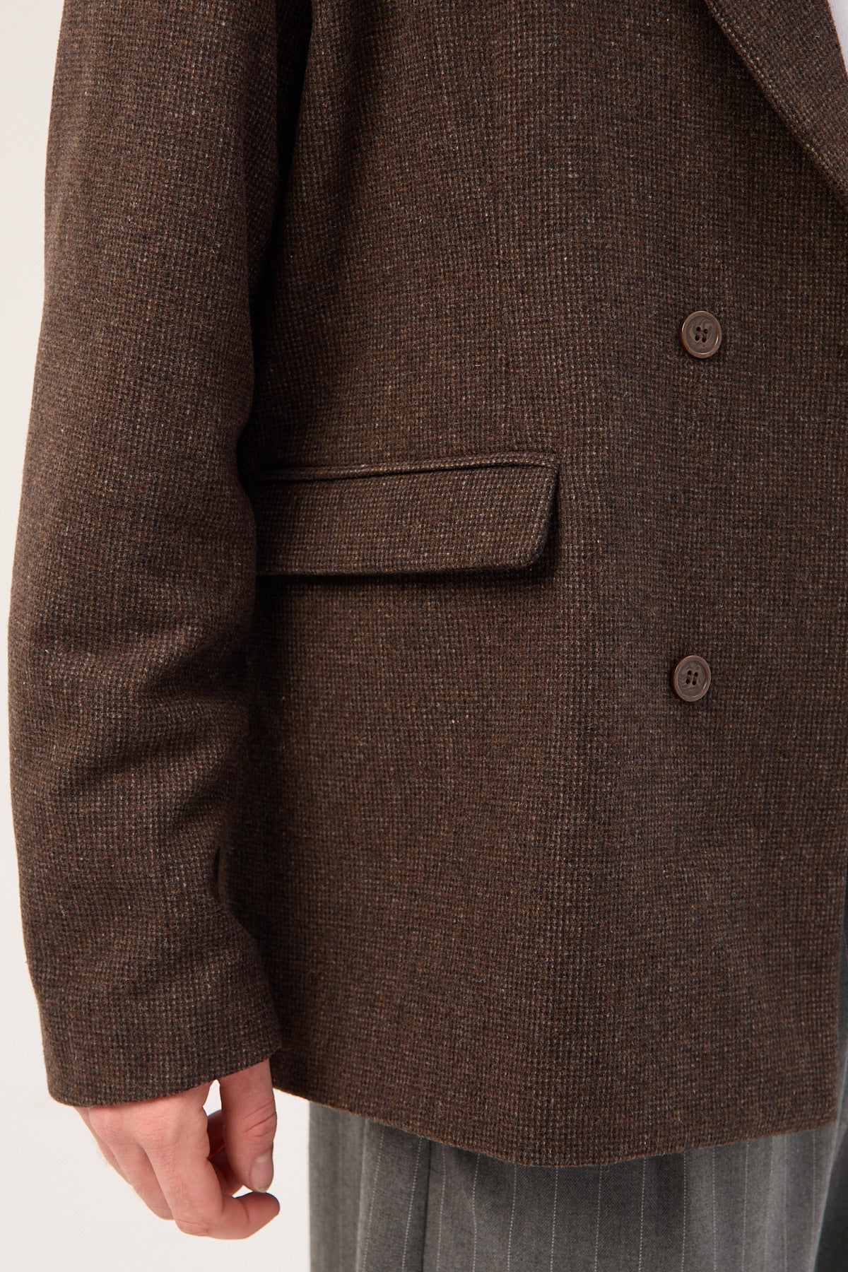 Common Need London Double Breasted Blazer Brown Tweed - Image 8