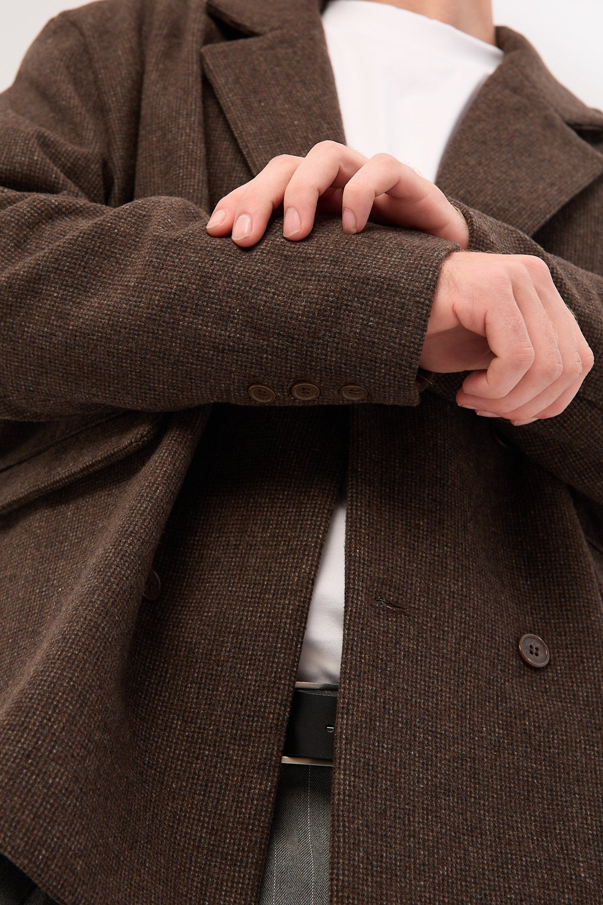 Common Need London Double Breasted Blazer Brown Tweed - Image 9