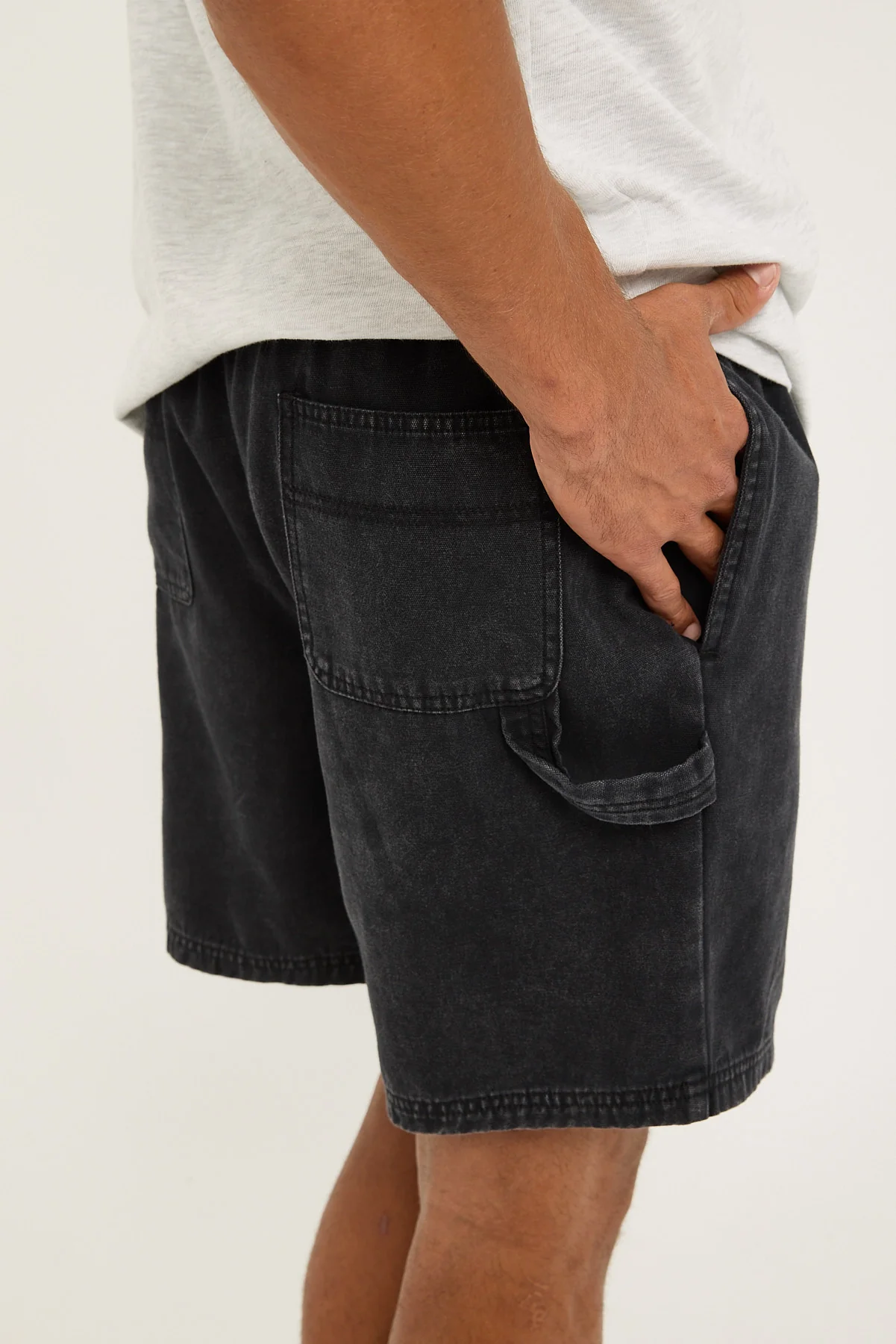 Common Need Lucas Elastic Waist Carpenter Short Washed Black - Image 5