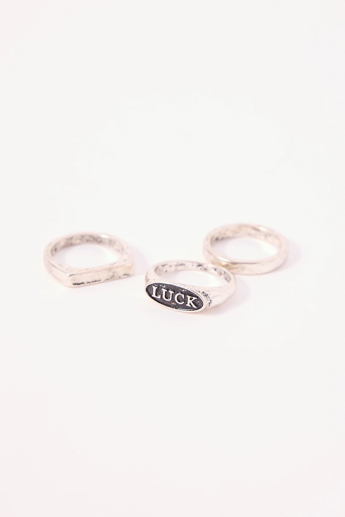 Common Need Luck Ring 3 Pack Antique Silver