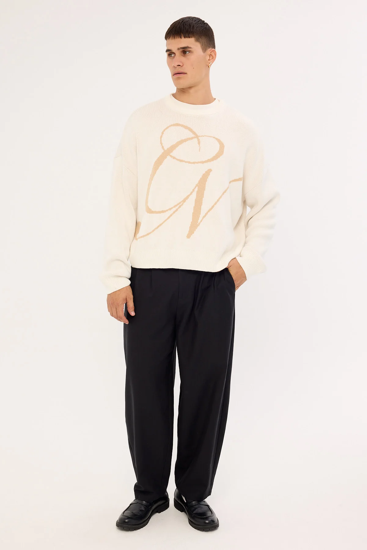 Common Need Midvale Cropped Knit Sweater Off White - Image 2