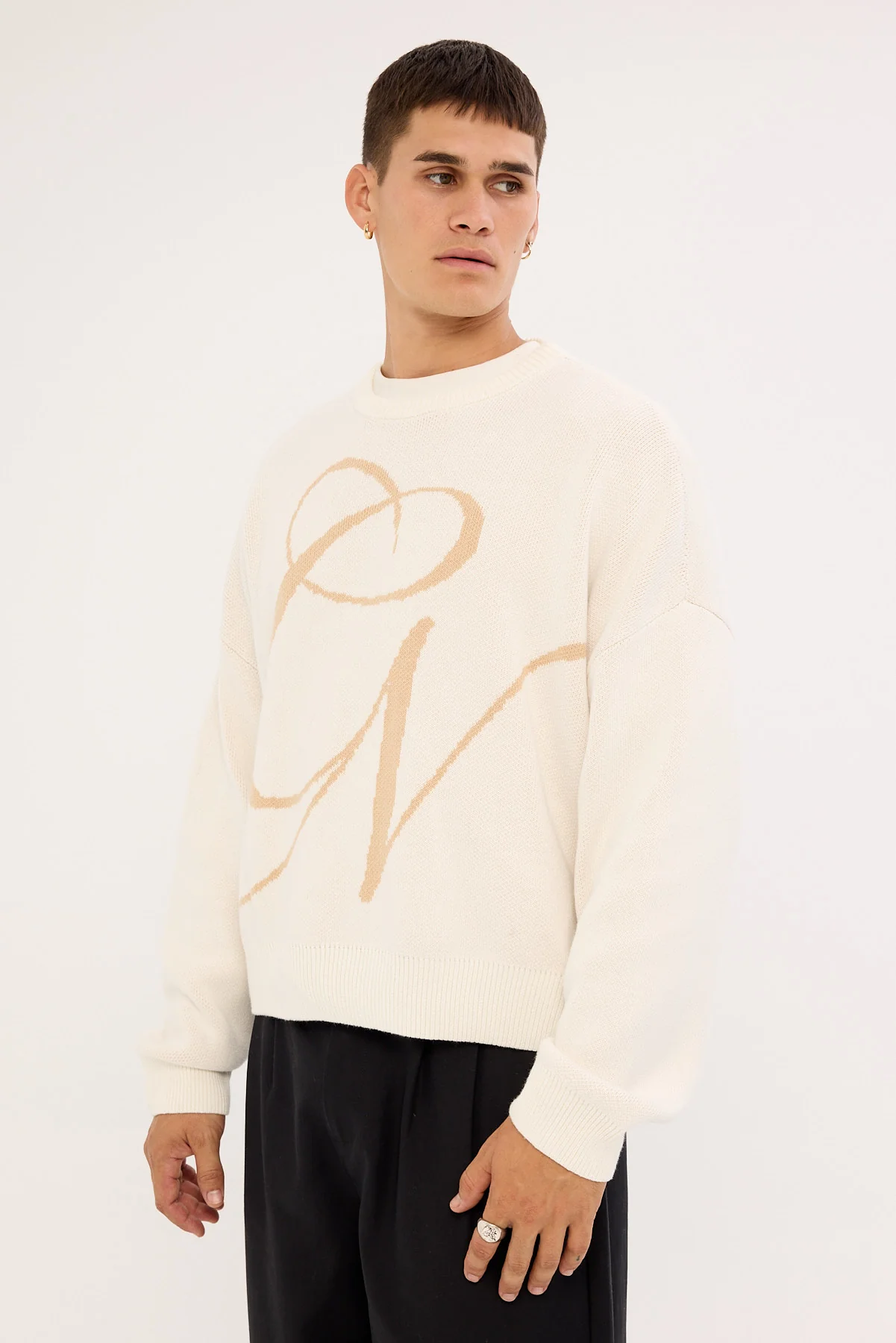 Common Need Midvale Cropped Knit Sweater Off White - Image 4