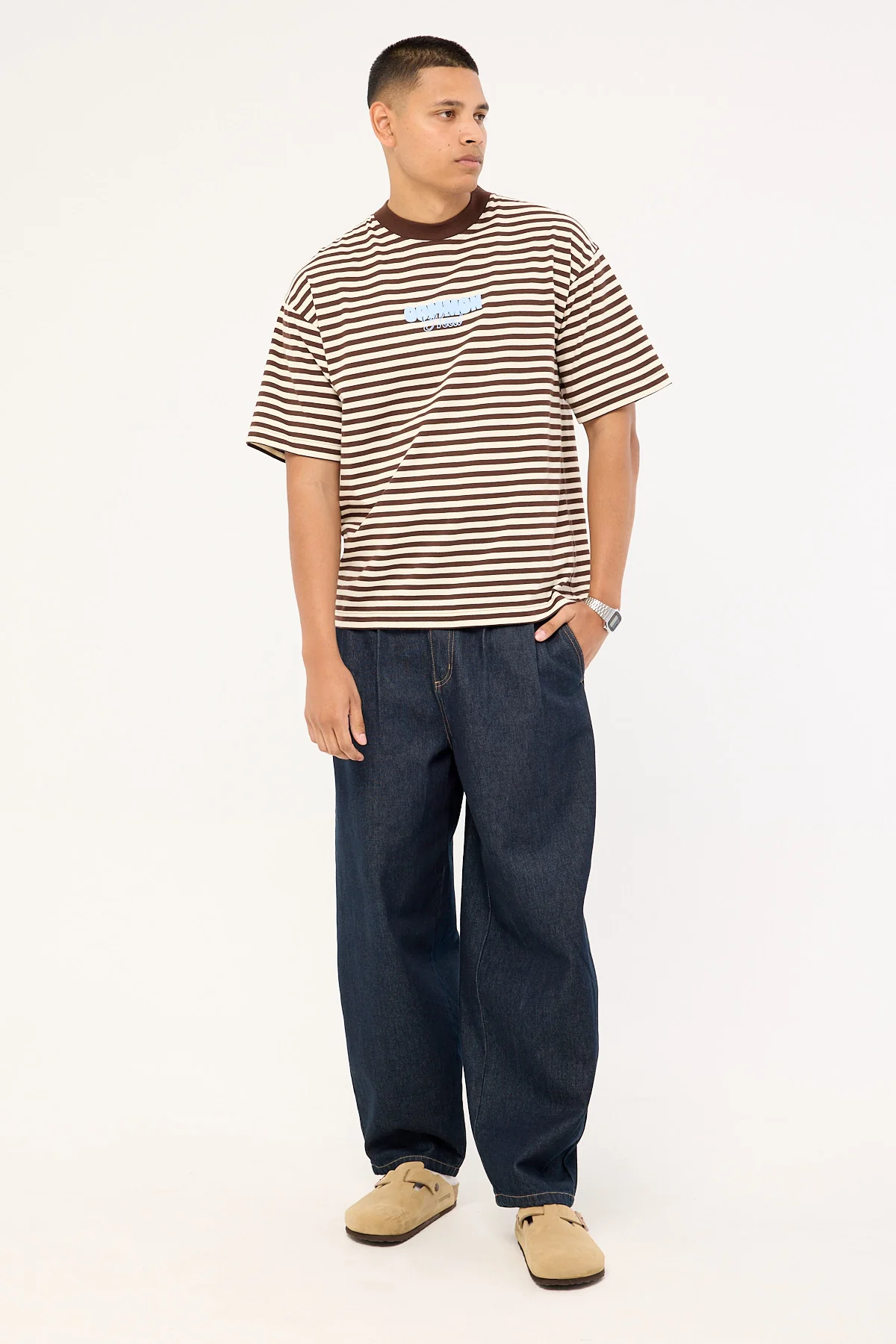 Common Need Motion Easy Tee Brown Stripe - Image 2