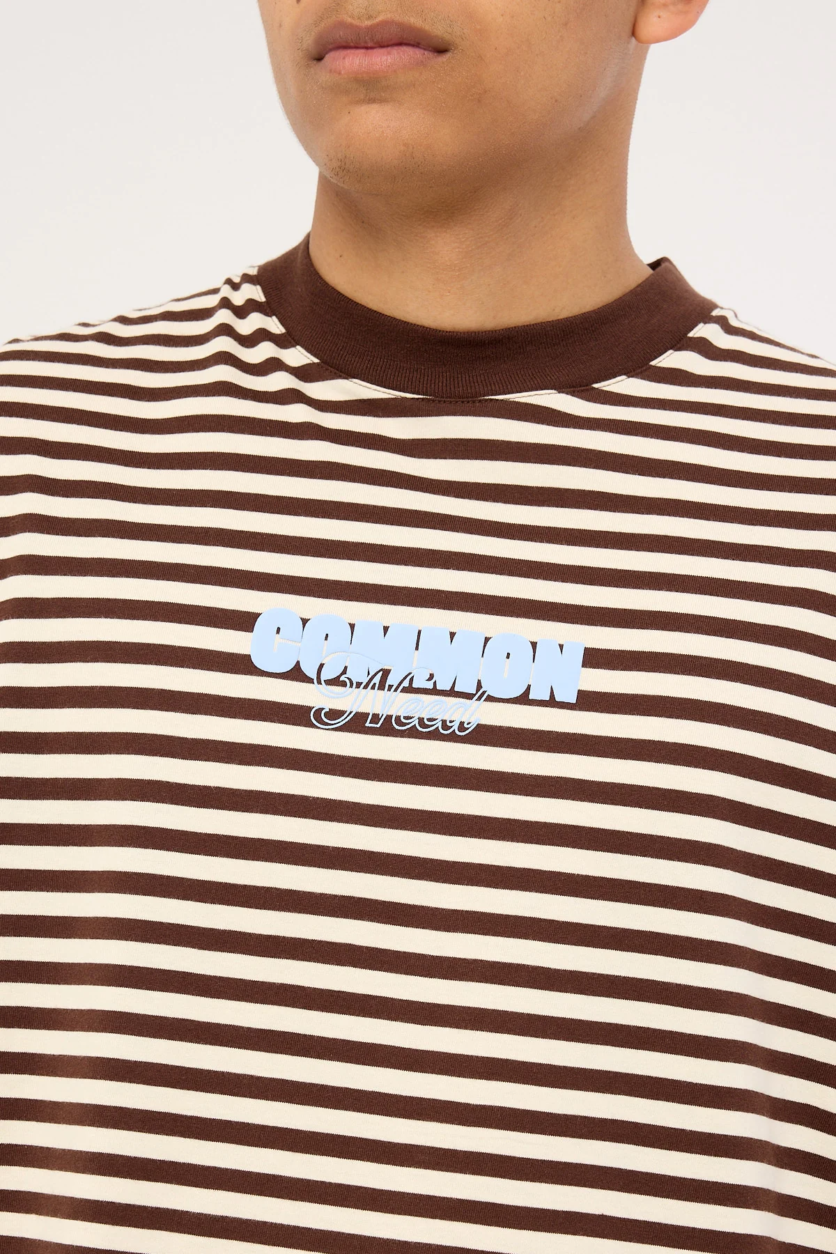 Common Need Motion Easy Tee Brown Stripe - Image 4